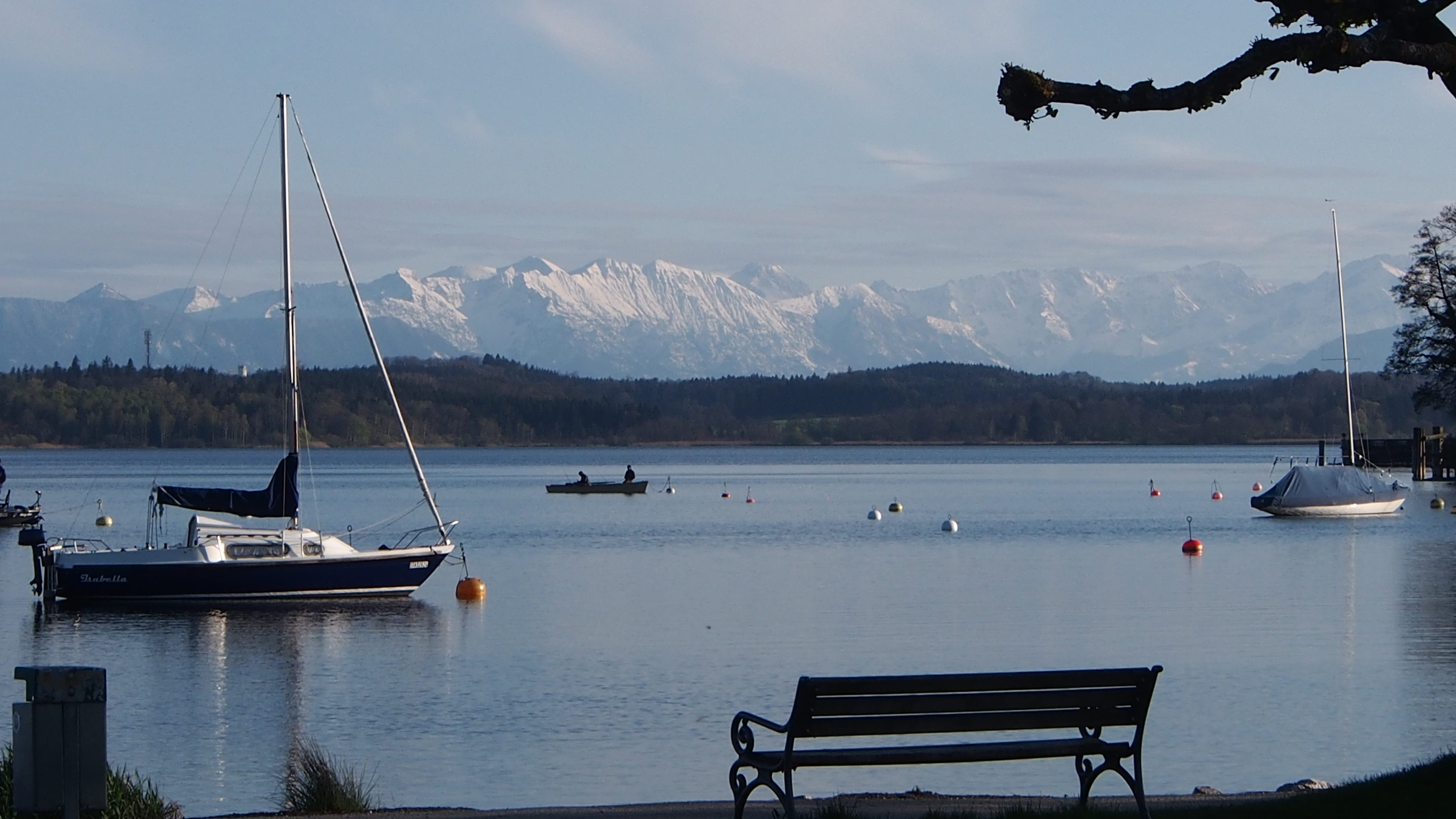 starnberger see, sailboat, sky, ship, sailing boat, pole, rest, boot, day, mountain range, outdoors, nautical vessel, bank, beauty in nature, idyllic, germany, HD Wallpaper