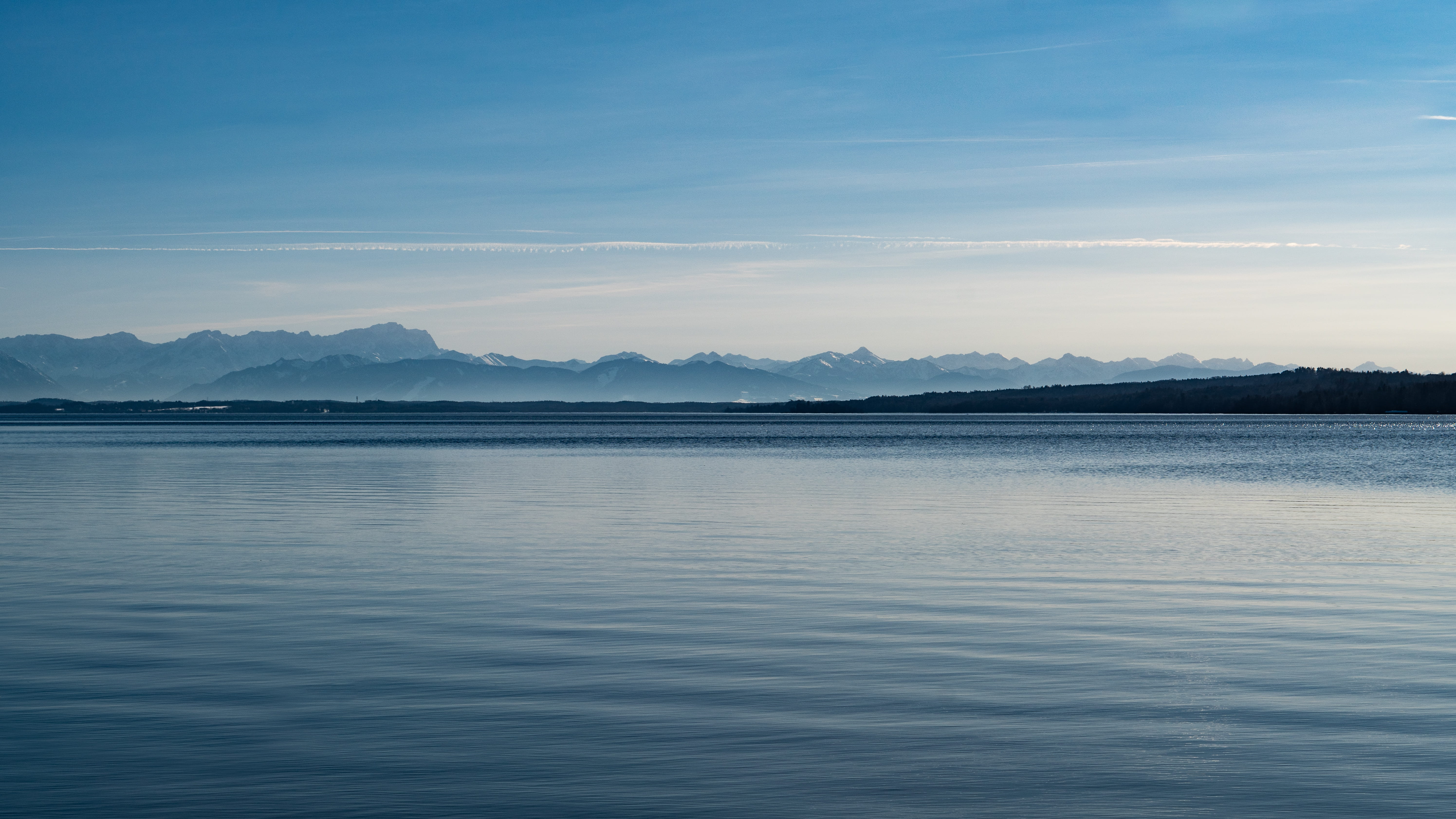 non-urban scene, germany, sky, dock, outdoors, lake, day, ripple, mountain range, pier, reservoir, tranquil scene, calm, sea, cloud - sky, mountain, 5K, HD Wallpaper