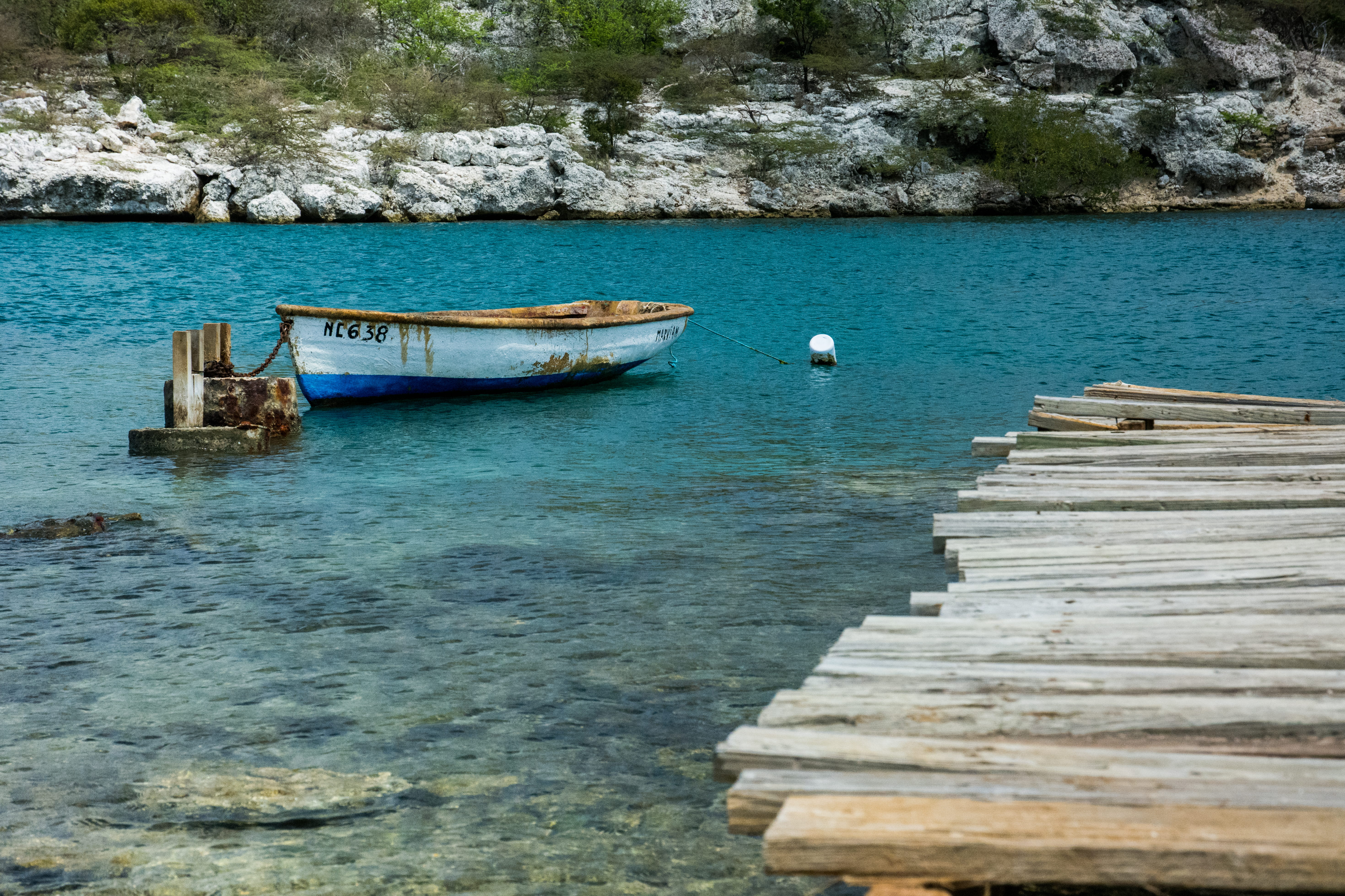 pontoon, nature, white, nautical vessel, tranquil scene, non-urban scene, day, boat, transportation, sea, 5K, blue, tranquility, wooden, wood, landing stage, HD Wallpaper