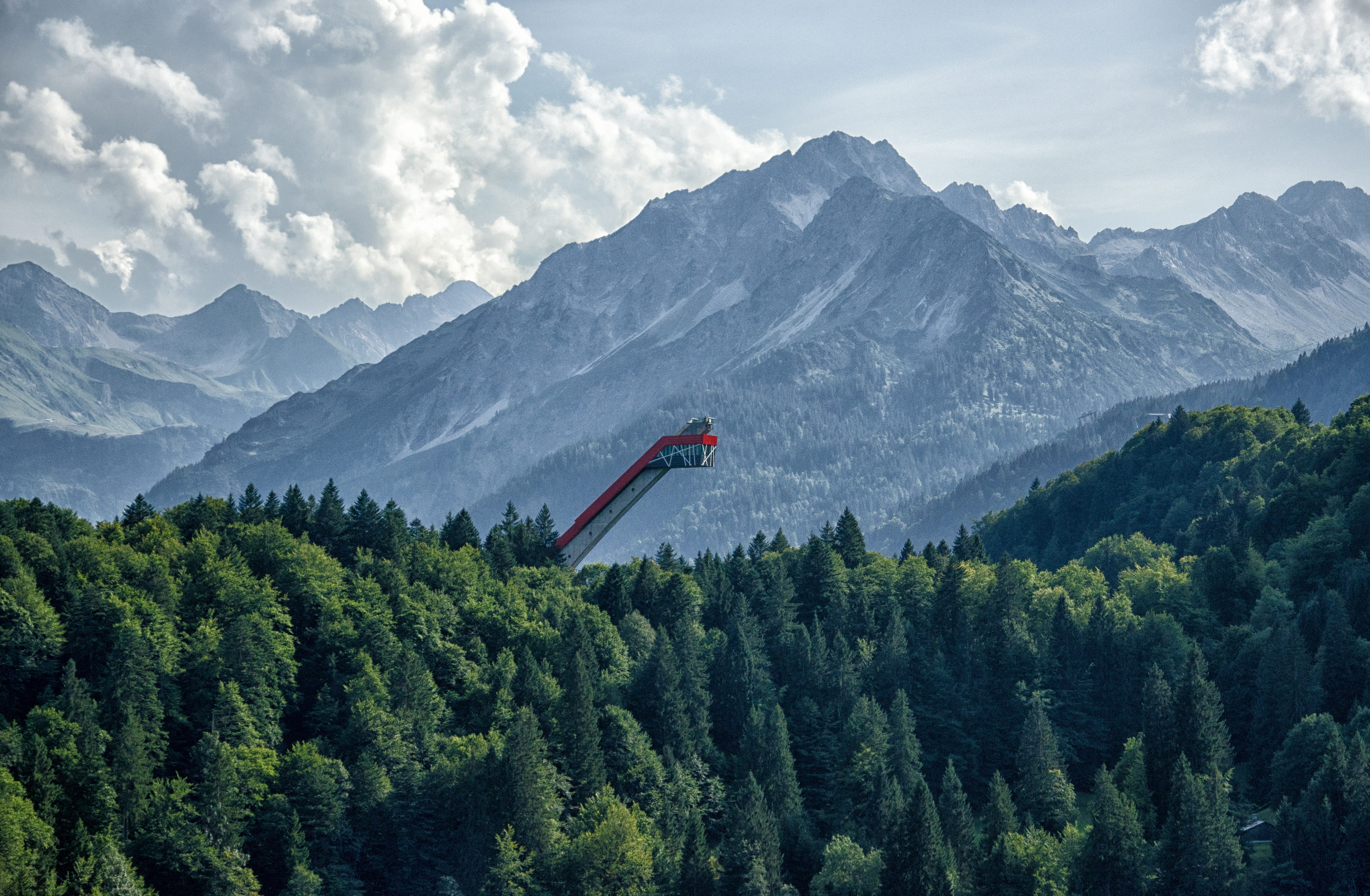 4K, bavaria, allgäu, tranquility, mountains, day, mountain range, environment, forest, plant, pine tree, mountain peak, land, oberstdorf, landscape, beauty in nature, HD Wallpaper