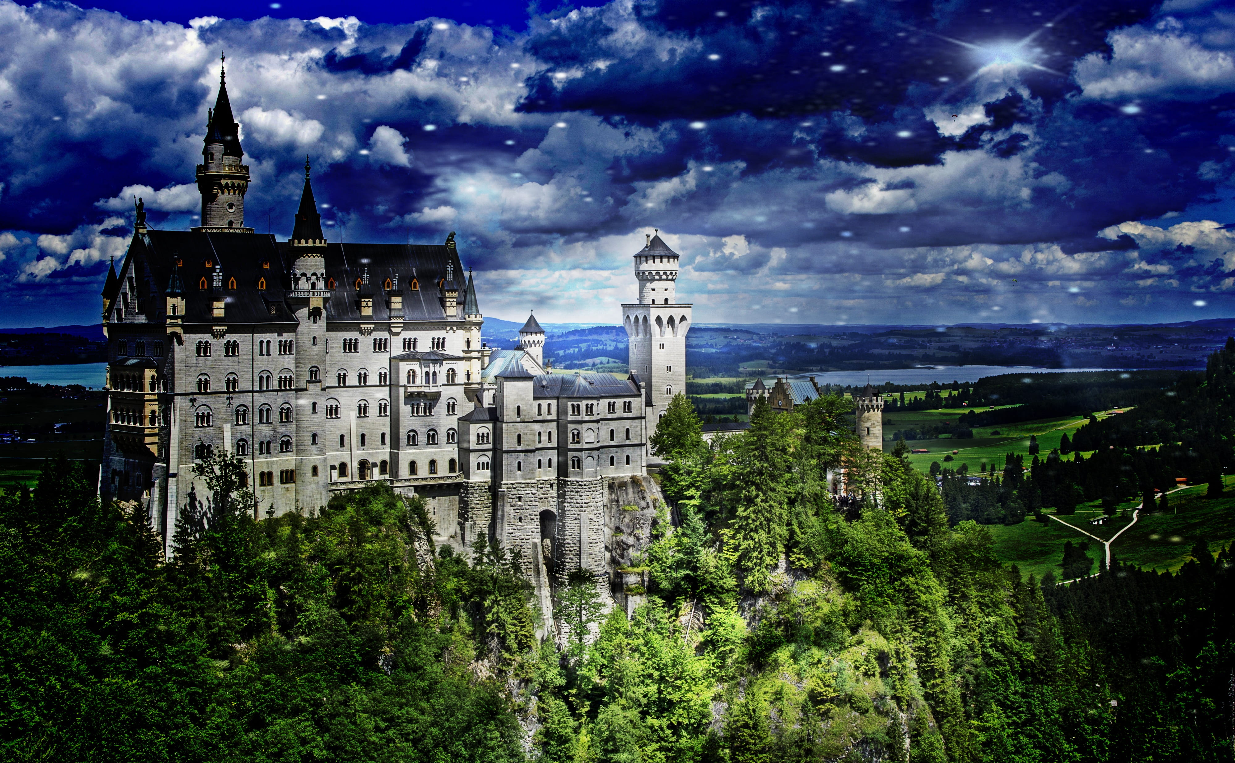 attraction, tourism, historically, bavaria, trees, castle, place of worship, architecture, culture, spirituality, alpine, no people, tower, travel, kristin, HD Wallpaper