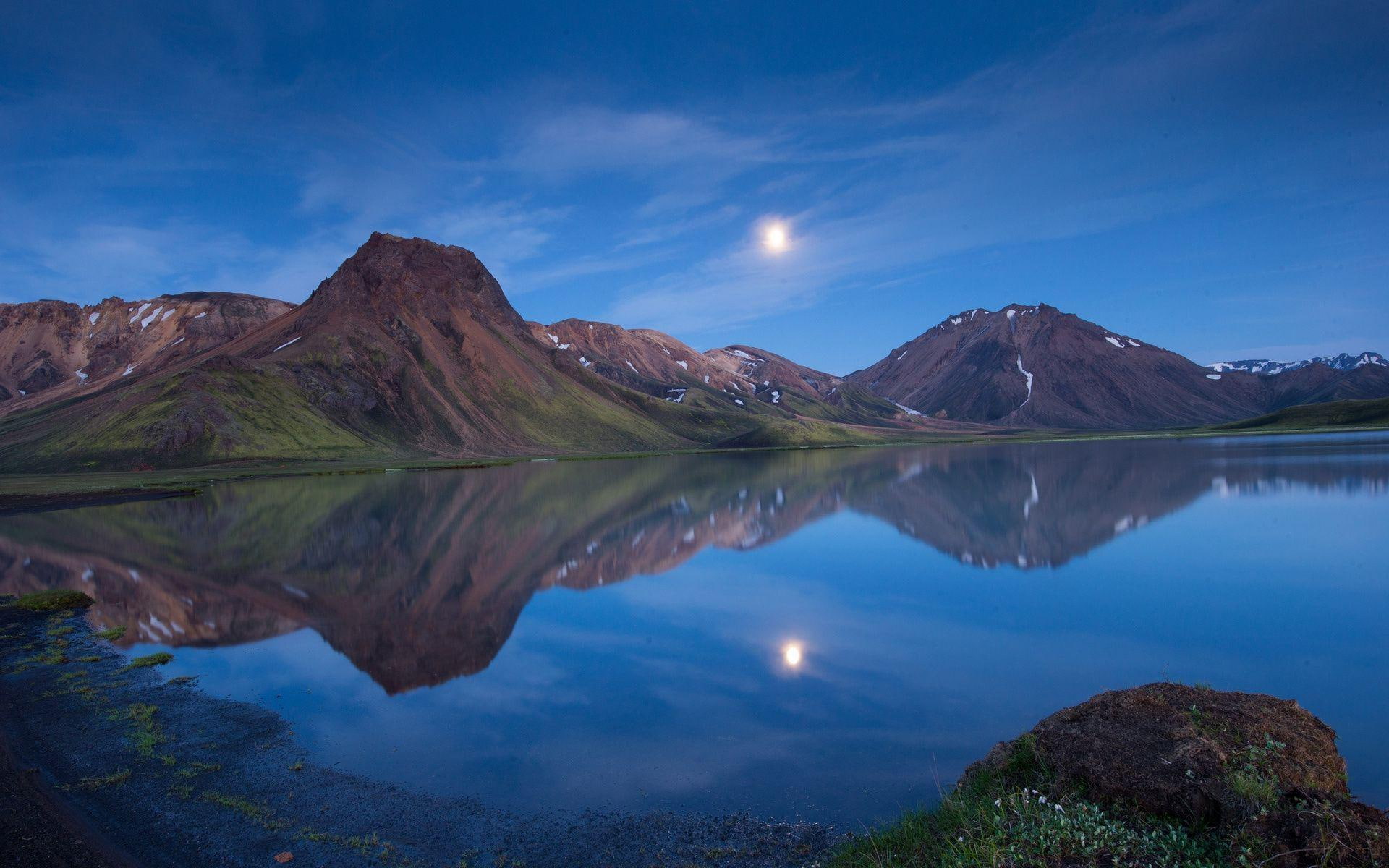 iceland, rocky, nature, water, 1080P, evening, mountain, brown, mountains, 1920x1200, HD Wallpaper