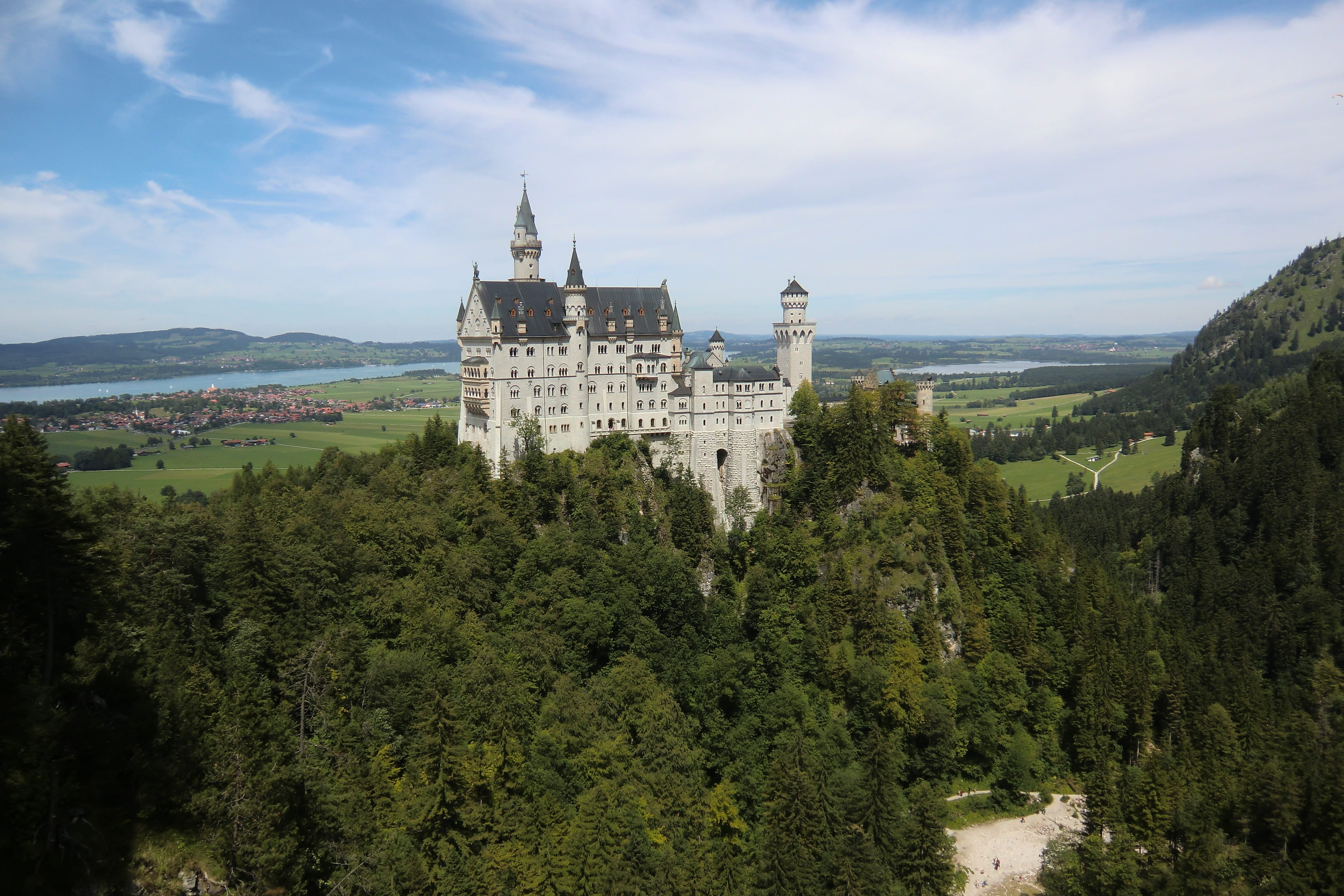 outdoors, sky, castle, building, historically, travel, knights castle, füssen, beauty in nature, tree, kristin, growth, green color, allgäu, germany, mountain, HD Wallpaper