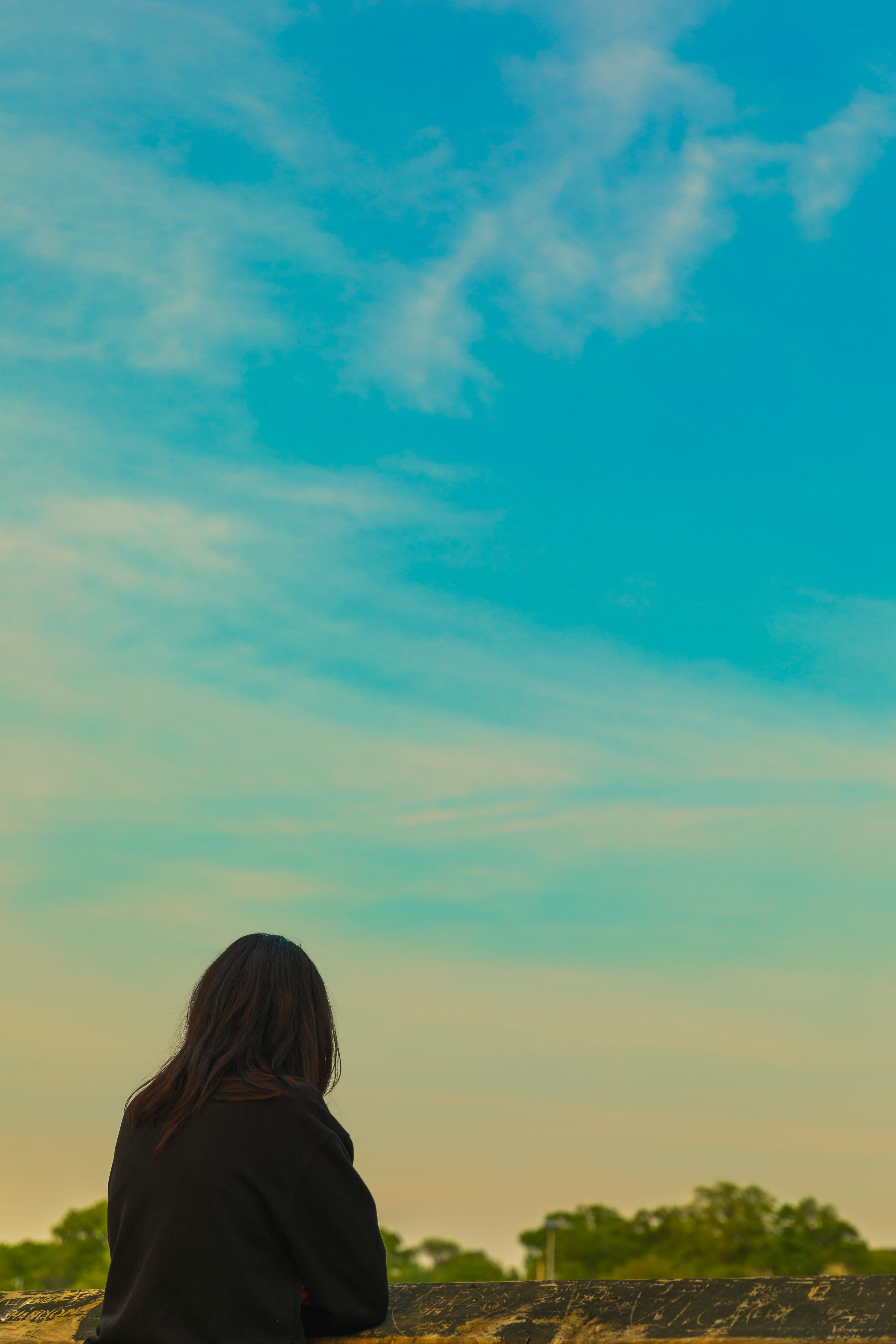 portrait, waist up,, hood - clothing, outdoors, dark, sky, forest, empty, lost, cyan, adult, mystery, women, hair, one person, leisure activity, Phone HD Wallpaper