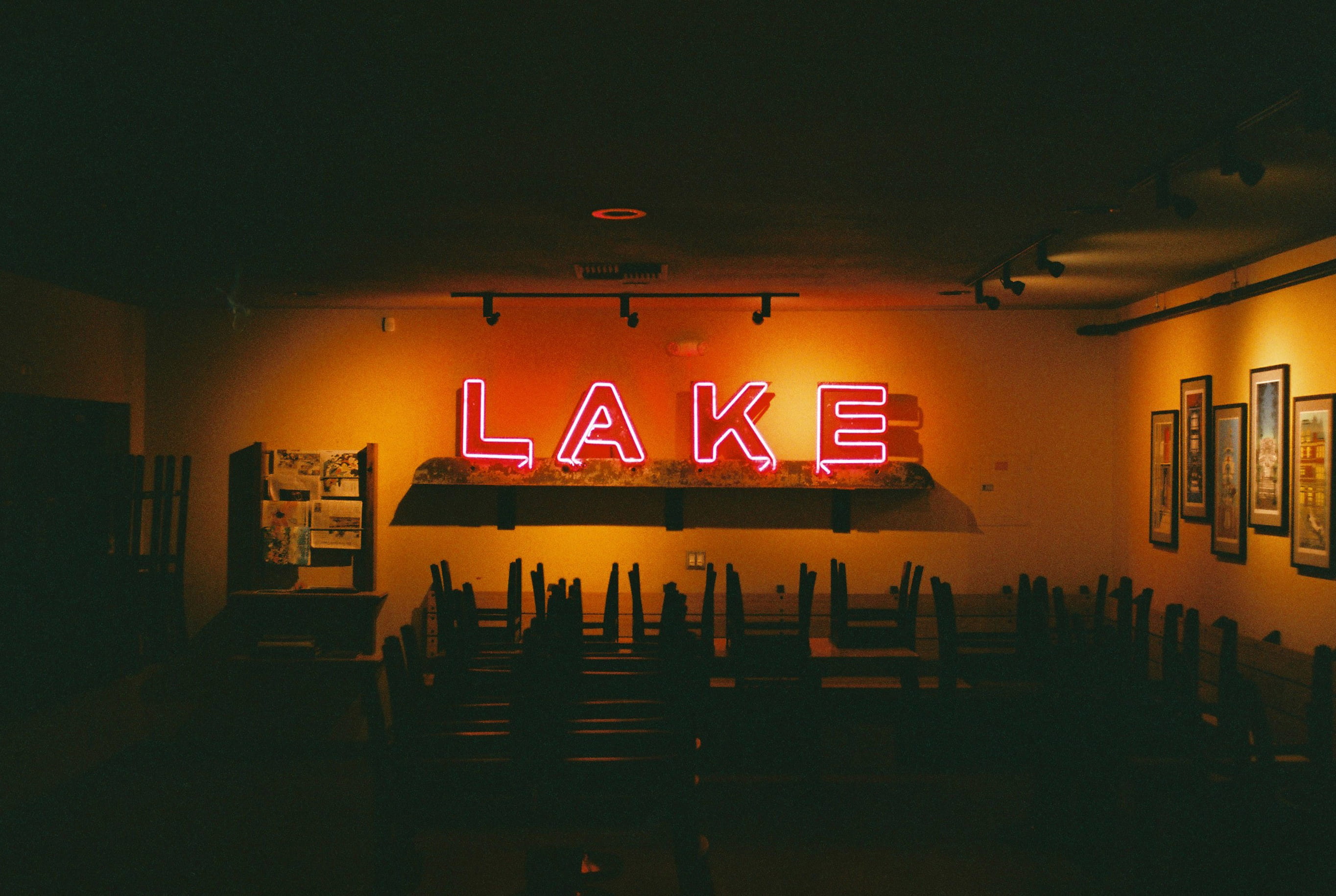 led, red, ceiling, wall, text, room, picture, lighting equipment, lake, close, building, architecture, no people, neon, inside, signage, built structure, HD Wallpaper