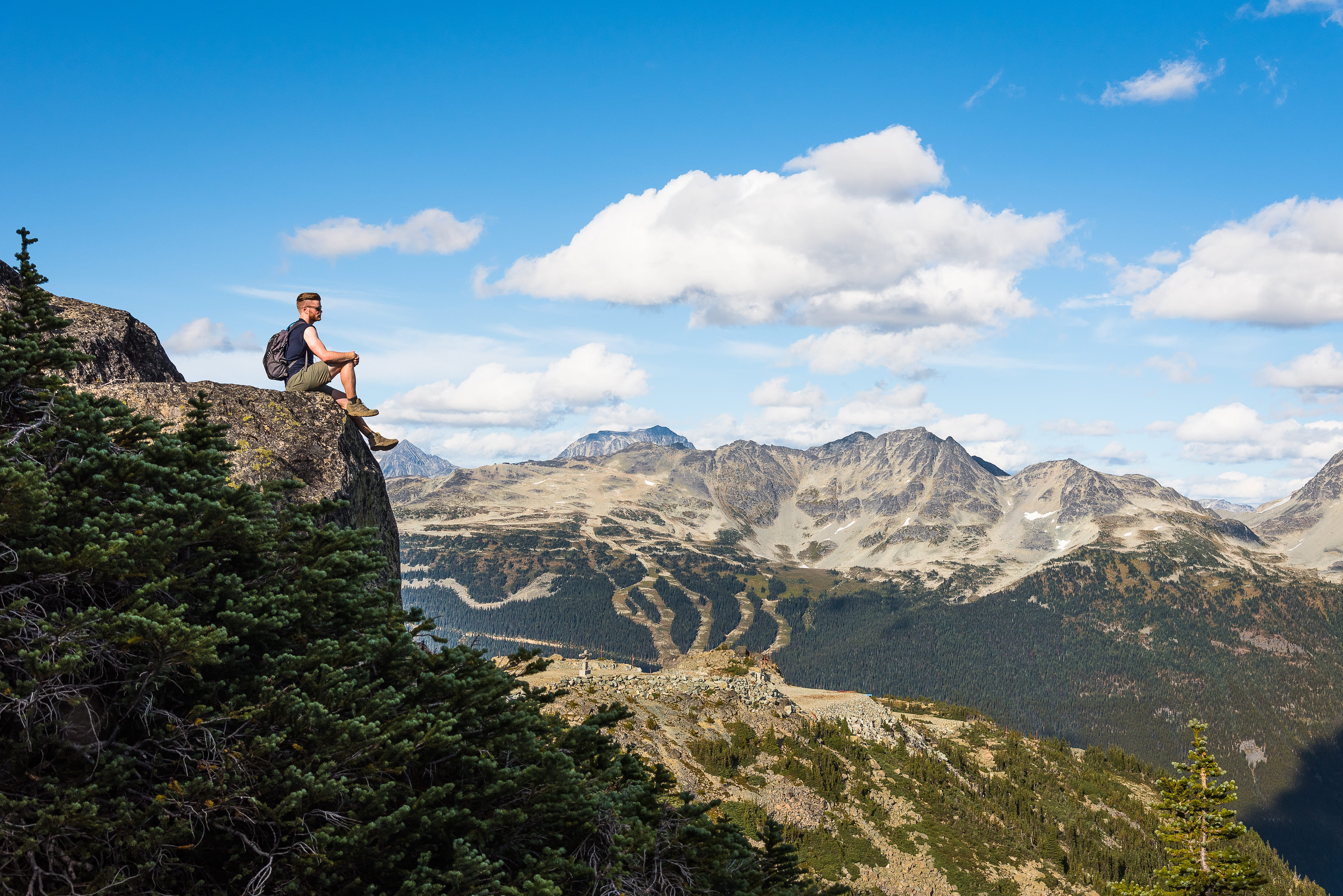 cloud - sky, mountain range, hiking, mountains, non-urban scene, full length, rock, rock - object, viewpoint, formation, explore, outdoors, nature, whistler mountain, HD Wallpaper