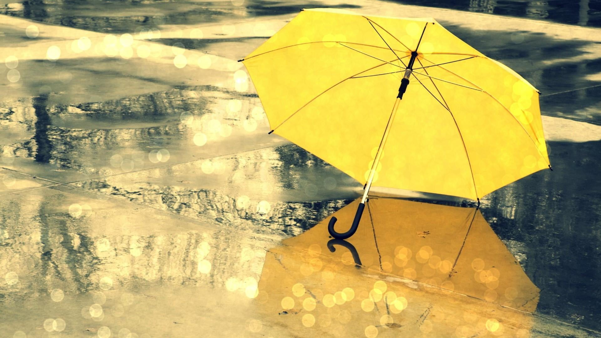 water, rain, safety, rainy season, no people, protection, day, yellow, lake, reflection, security, 1080P, sky, puddle, wet, transportation, umbrella, monsoon, HD Wallpaper