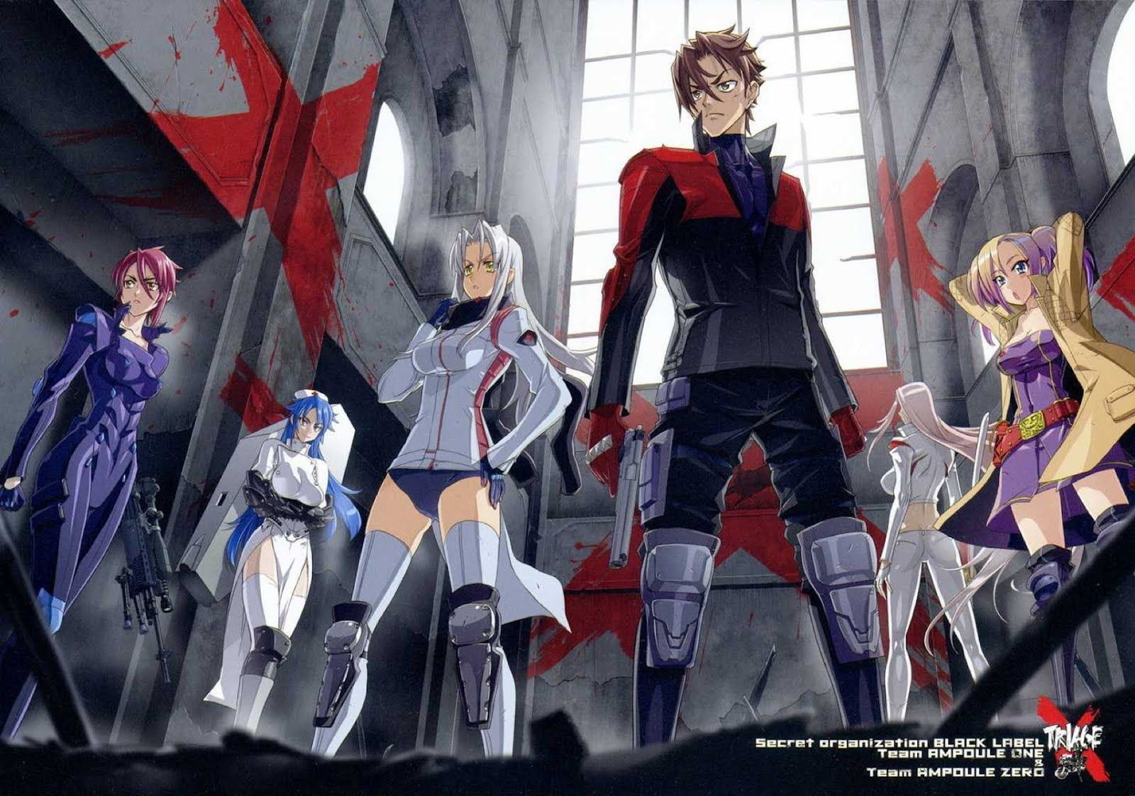 retail display, group of people, togetherness, day, men, land vehicle, Triage X, real people, people, anime, Hitsugi Sayo, Kiba Mikoto, indoors, human representation, HD Wallpaper