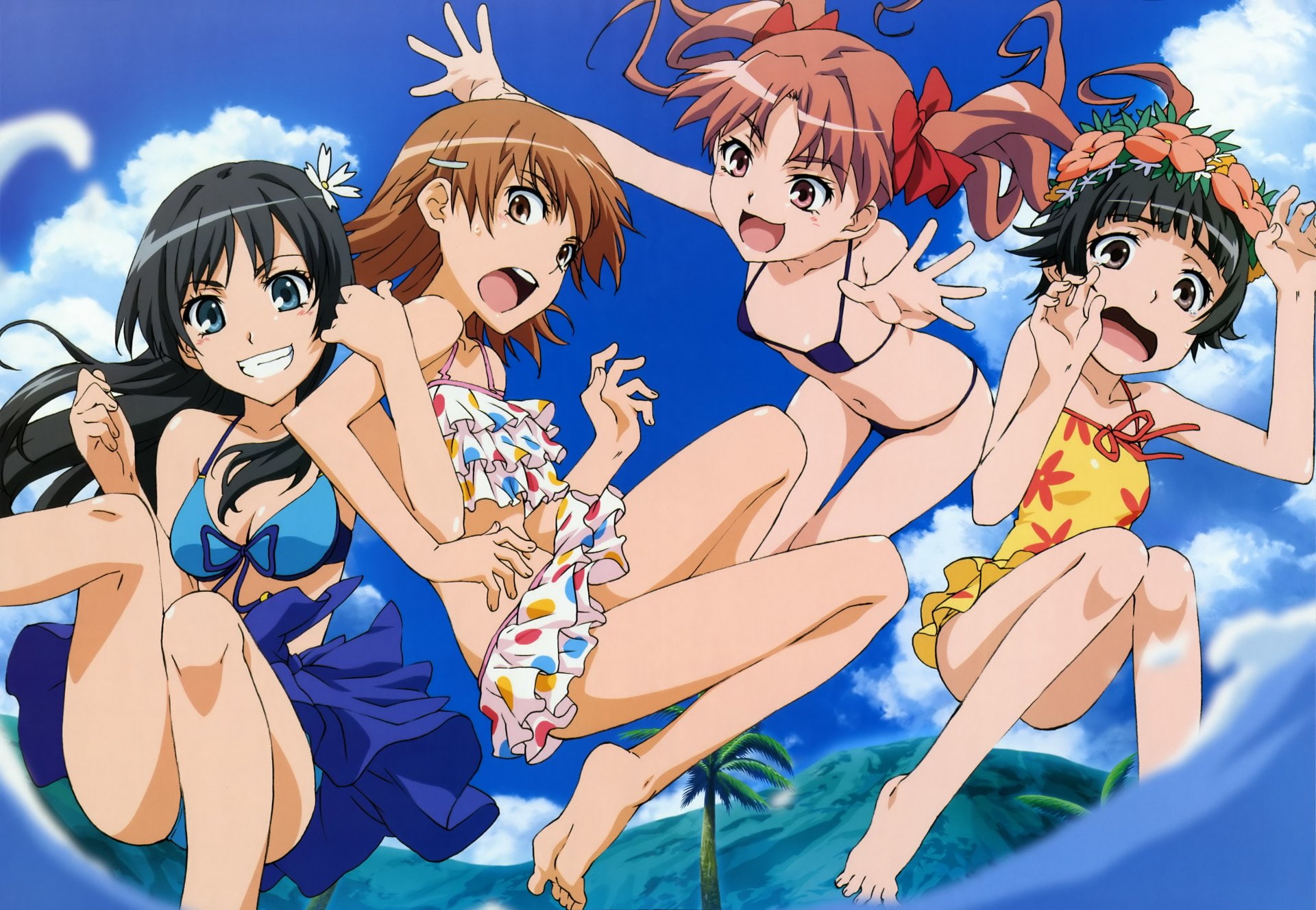 Mikoto Misaka, Anime, Kazari Uiharu, Cute, Kuroko Shirai, Ruiko Saten, To Aru Kagaku No Railgun, 1080P, HD Wallpaper