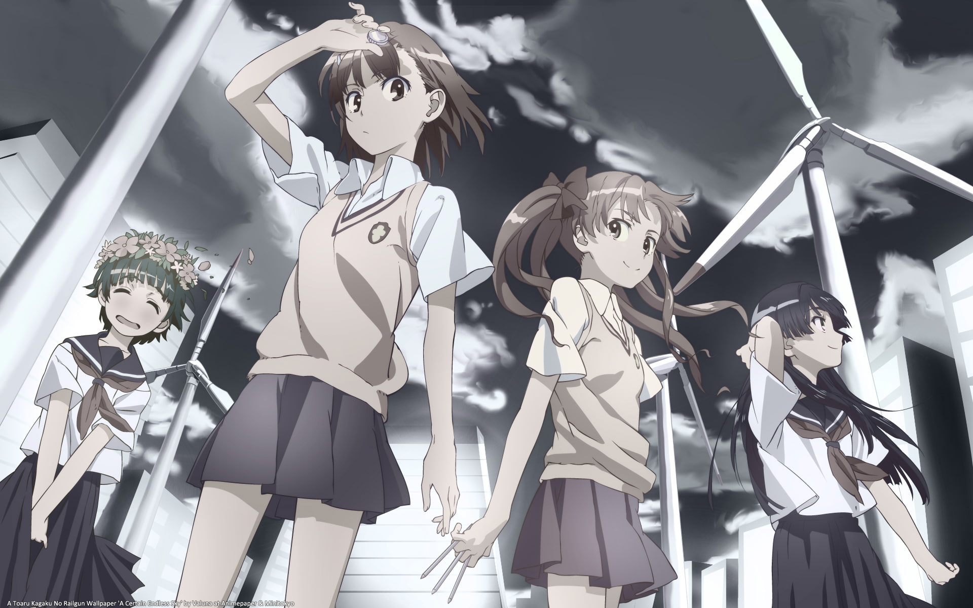 kuroko, yamashita, shirai, seifuku, ruiko, uiharu, kagaku, mikoto, majutsu, hair, index, saten, aru, misaka, 1080P, short, railgun, kazari, HD Wallpaper