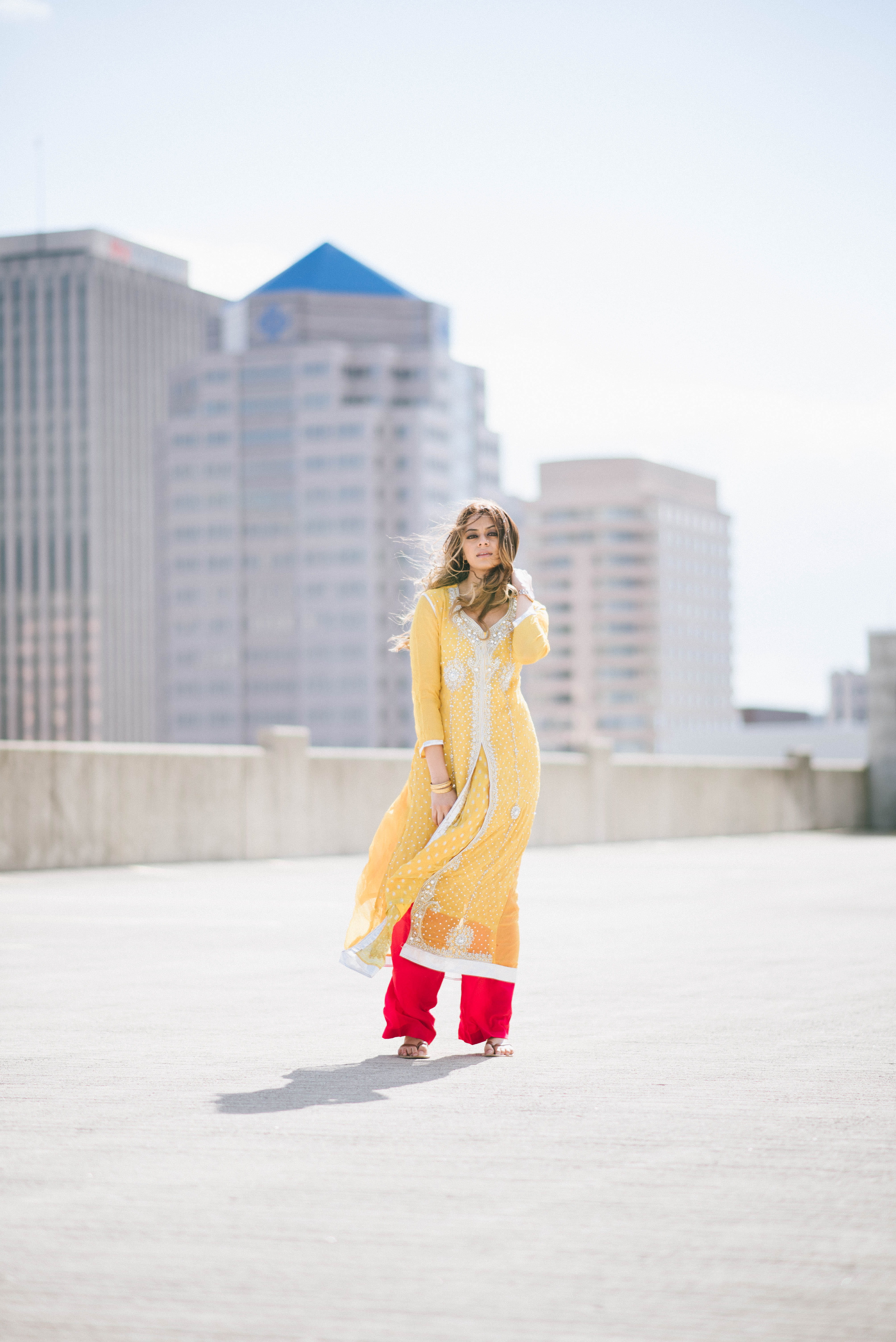 hair, outdoors, leisure activity, daytime, standing, yellow, floor, happiness, sky, city, real people, portrait, 5K, casual clothing, dayton, full length, Phone HD Wallpaper