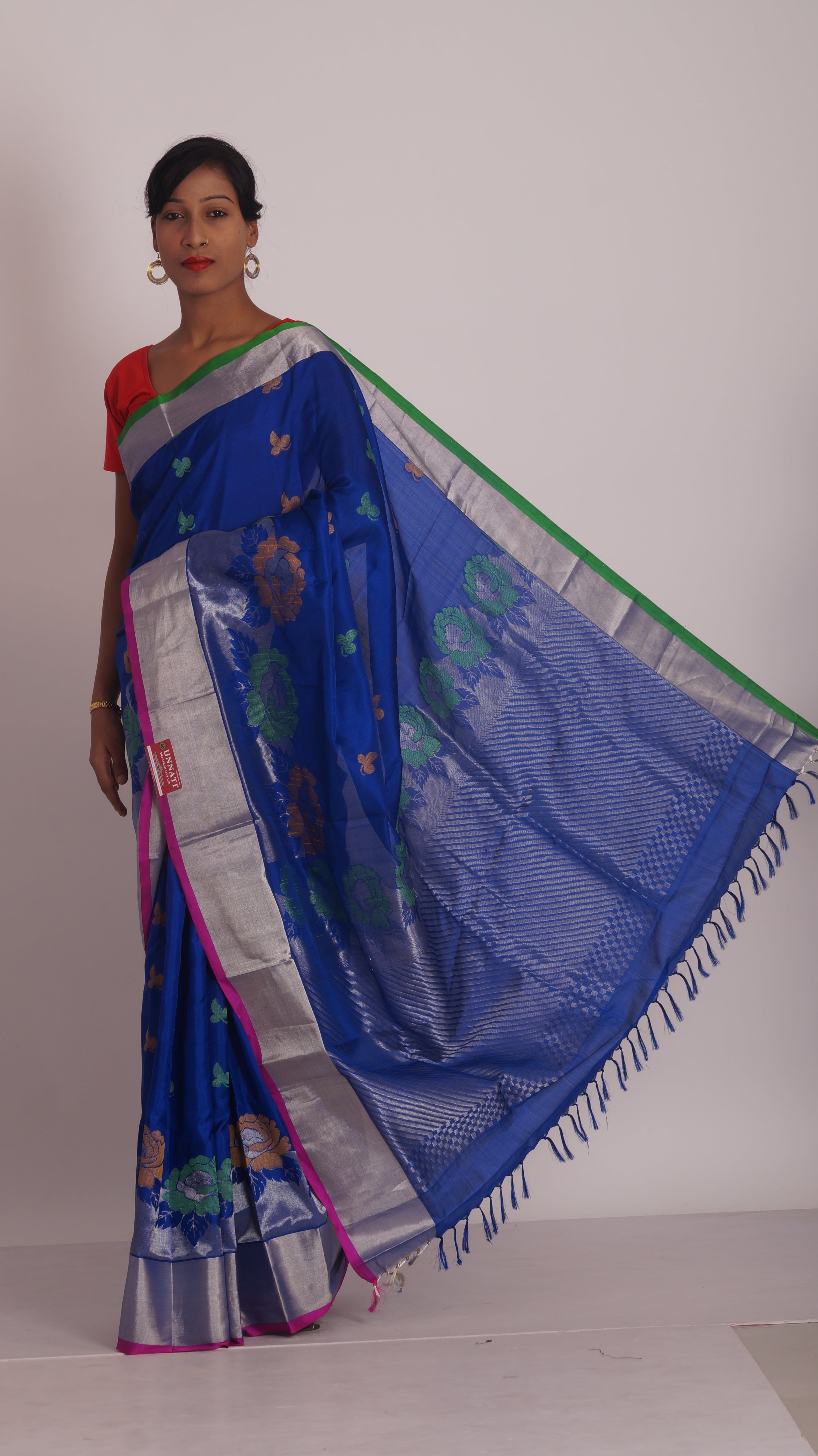 sarees, traditional clothing, lifestyles, blue color saris, young women, looking at camera, purple, clothing, 5K, indoors, one person, indian clothing, Phone HD Wallpaper