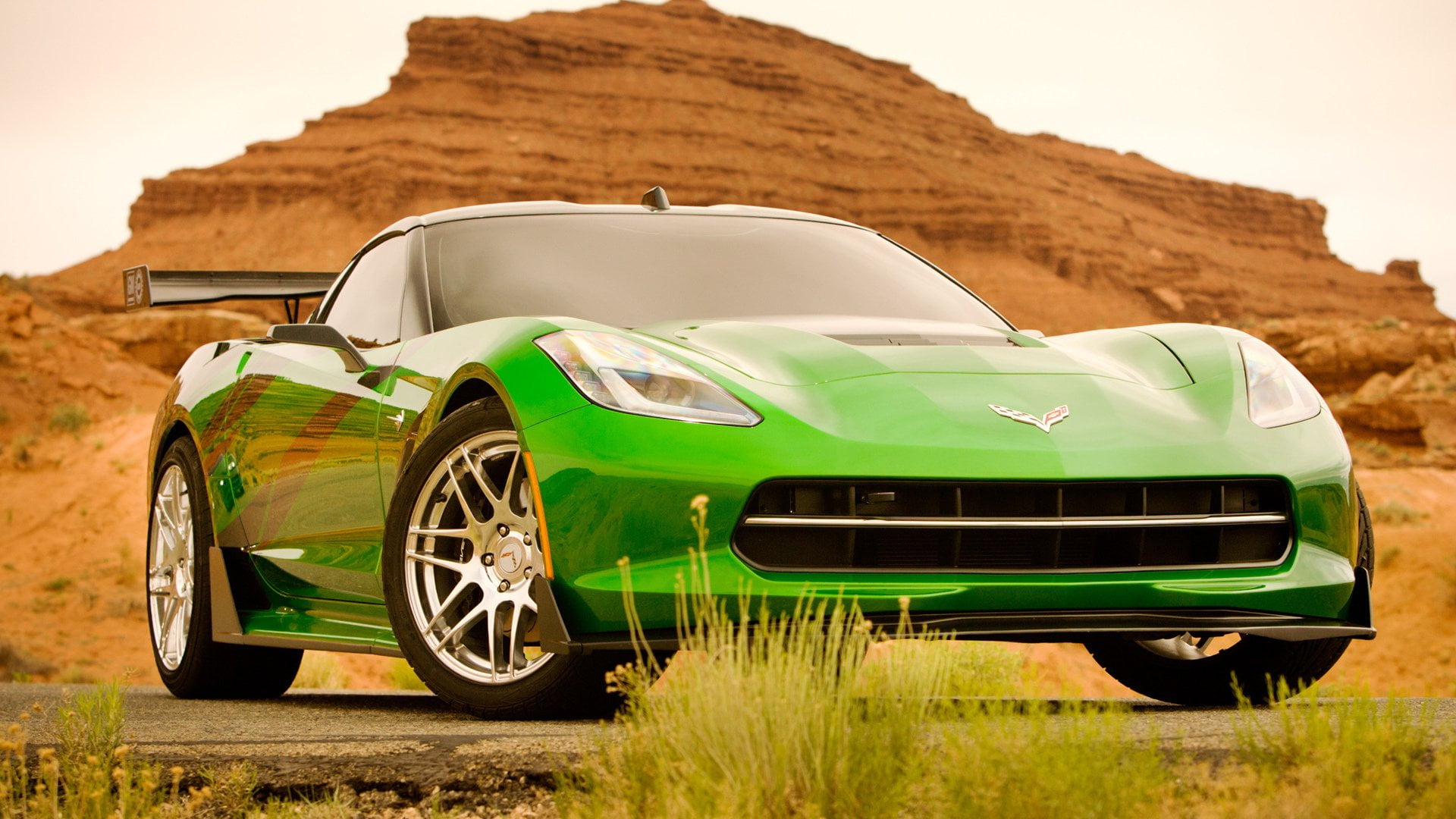 green color, motor vehicle, land, environment, transportation, nature, stationary, field, no people, Transformers, Chevrolet, land vehicle, landscape, mountain, HD Wallpaper
