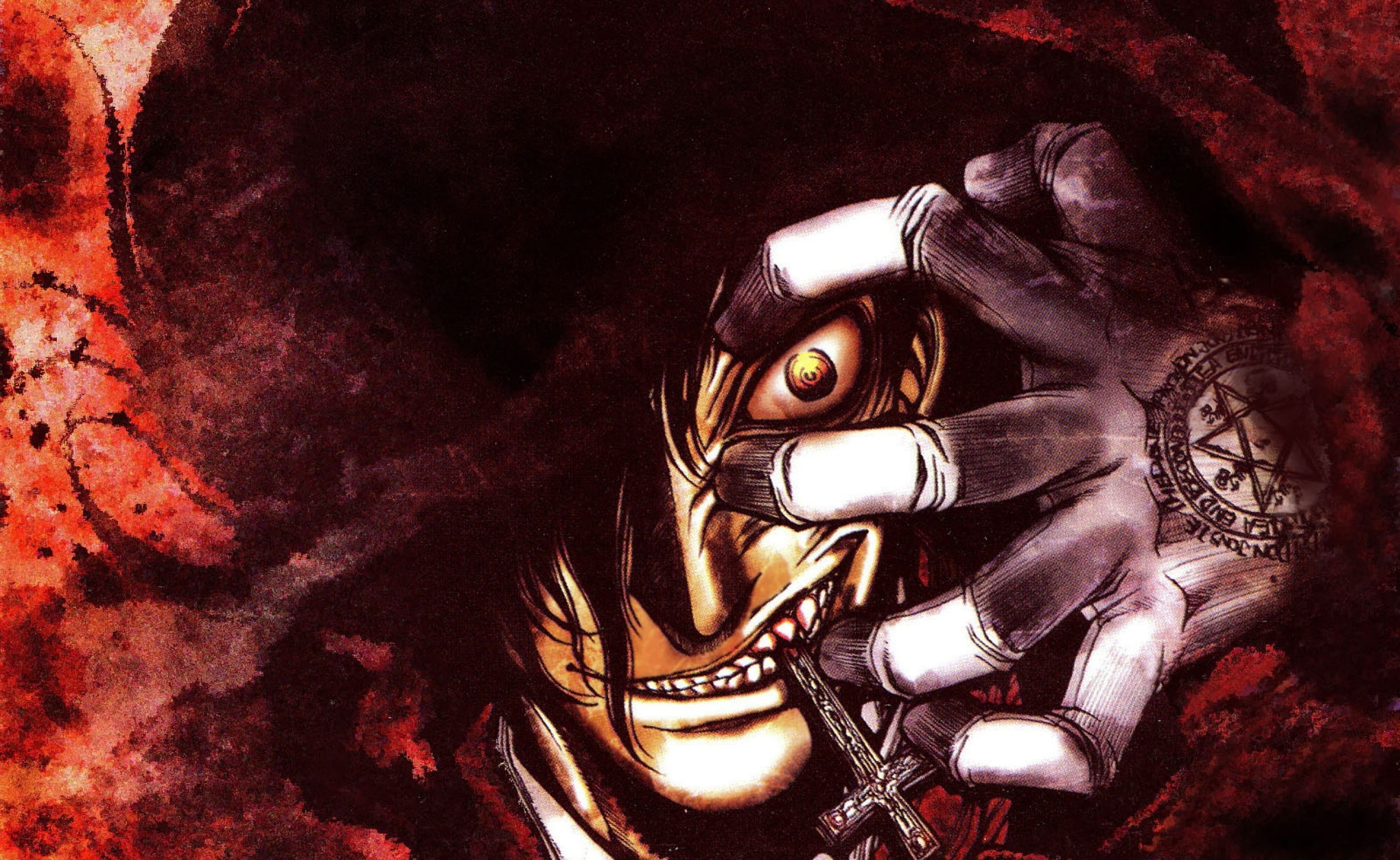 mask, mask - disguise, no people, male likeness, Anime, single object, Hellsing, indoors, close-up, still life, spirituality, human representation, HD Wallpaper