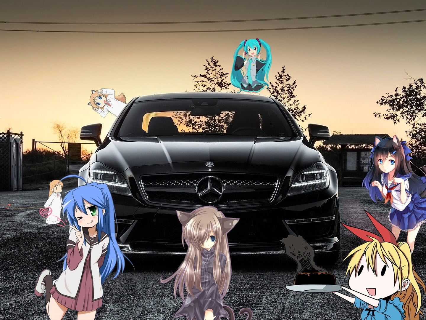 mode of transportation, human representation, 720P, twintails, Hatsune Miku, smoke, anime girls, Shinonome Hakase, child, group of people, males, blonde, HD Wallpaper