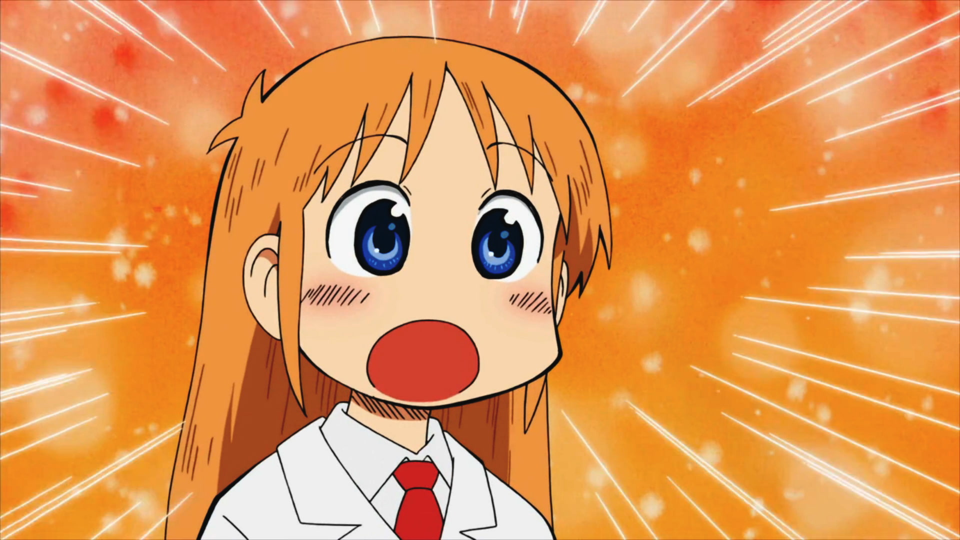 woman, anime, shinonome hakase, hakase, red, surprise, professor, shinonome, character, 1080P, shirt, necktie, cute, white, the professor, photo, nichijou, HD Wallpaper