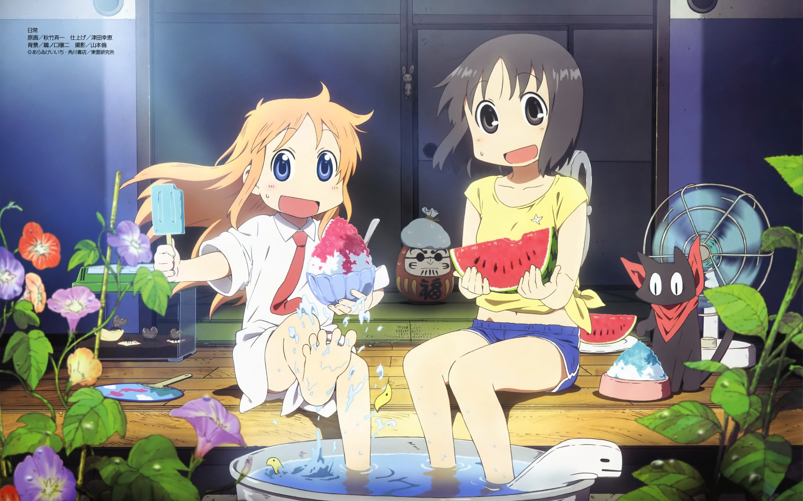 sakamoto, shinonome, hakase, nichijou, 2K, HD Wallpaper