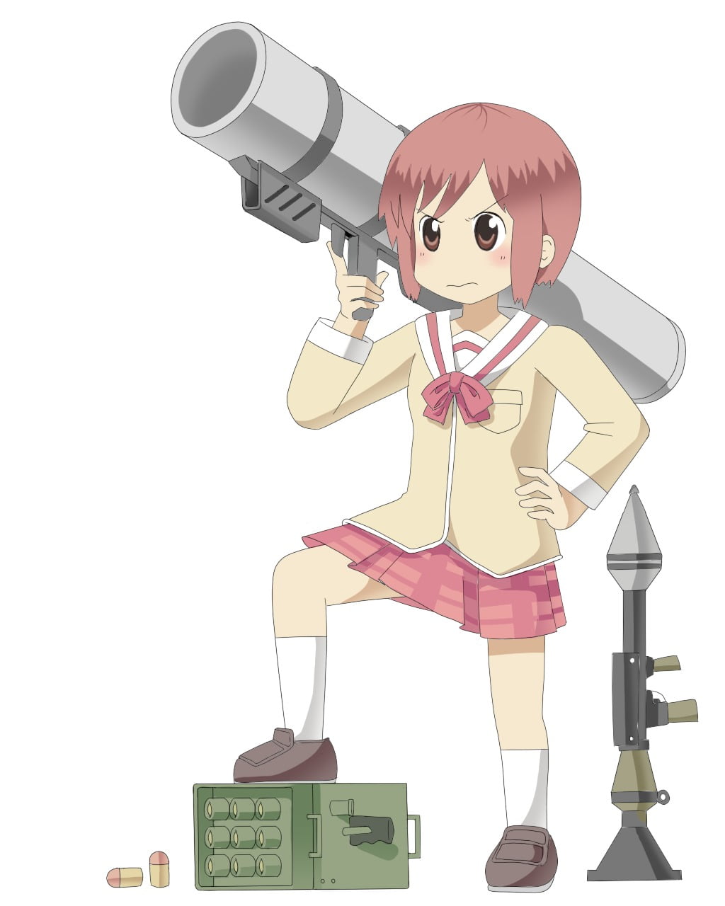 adult, cute, smiling, Nichijou, toy, childhood, females, 720P, white background, young adult, cartoon, Tachibana Misato, anime girls, communication, people, Phone HD Wallpaper