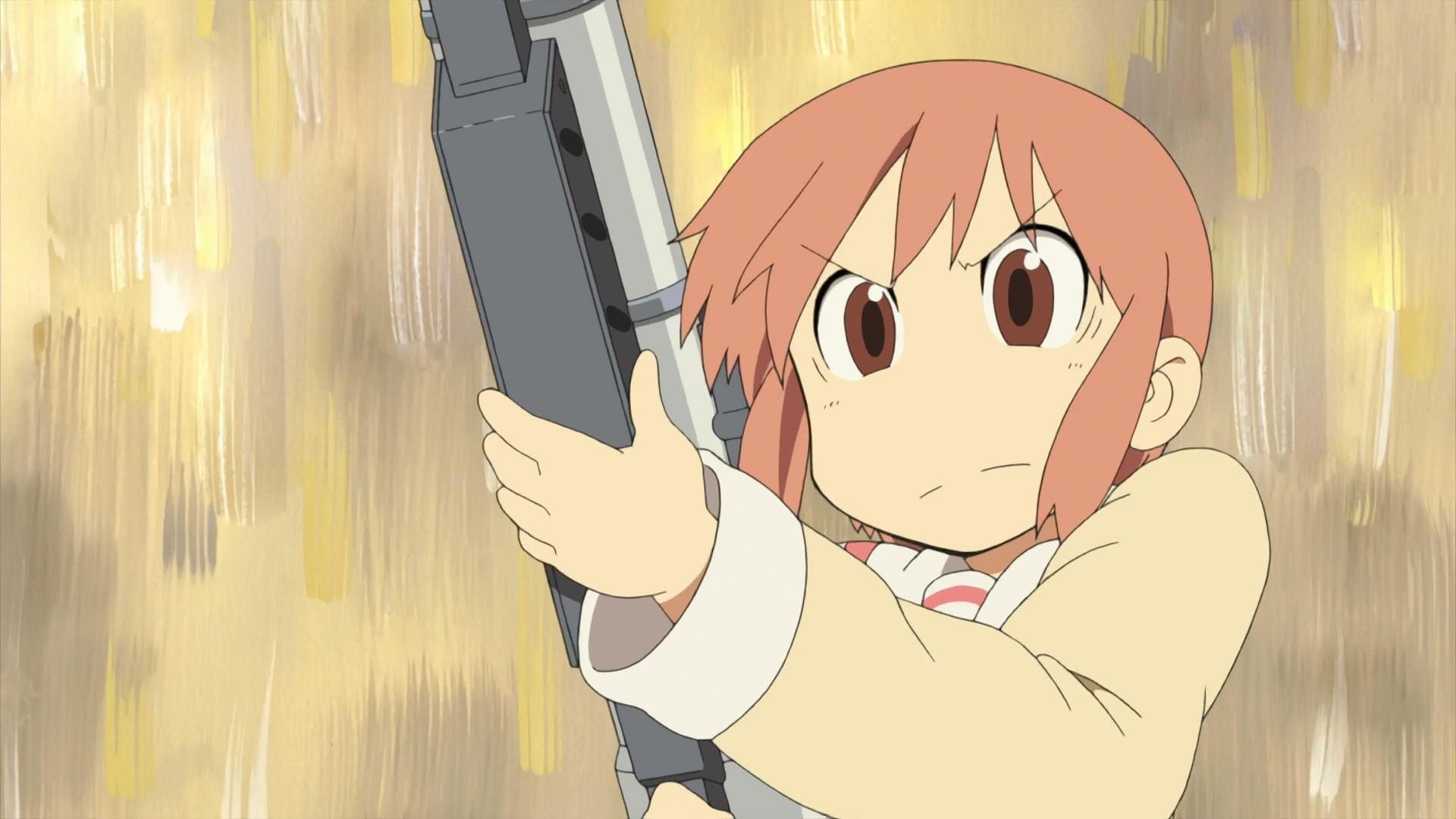 nichijou, girls, weapons, screenshots, anime, tachibana, 1080P, misato, HD Wallpaper
