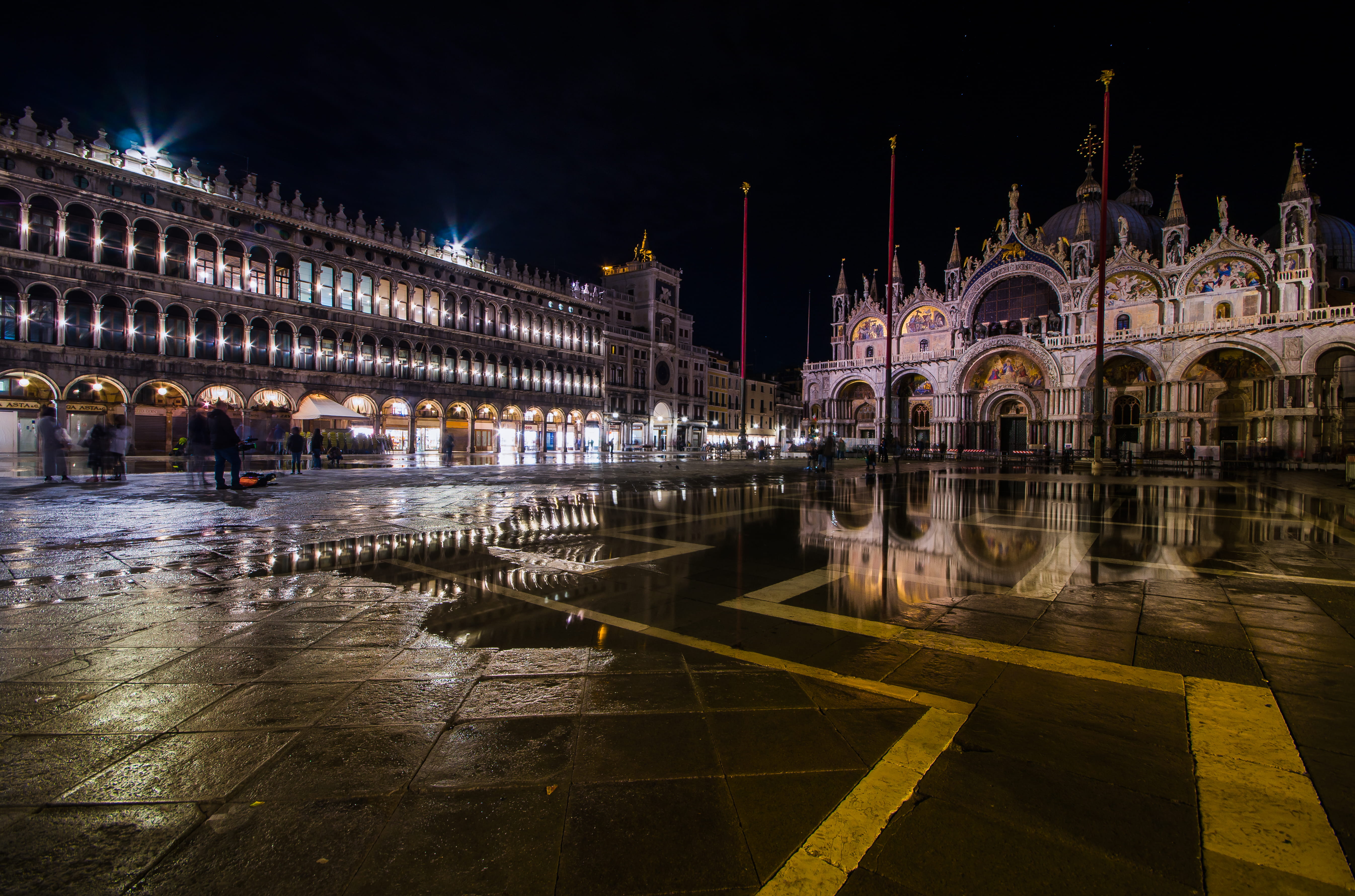 architecture, venice, tourism, outdoors, group of people, hdr, transportation, city, doges palace, rain, building, wet, street, travel, 5K, long exposure, HD Wallpaper