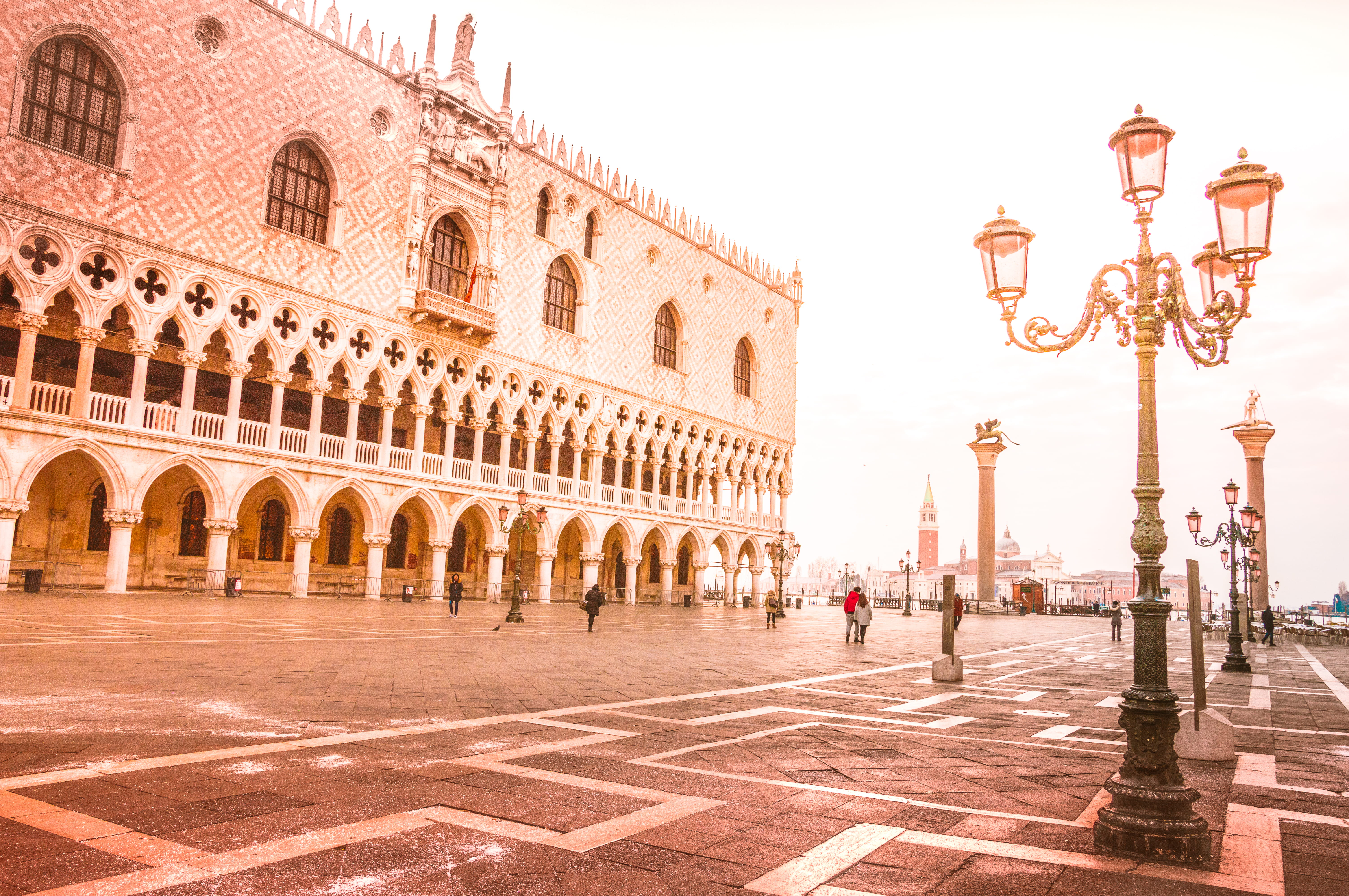 travel destinations, sunrise, piazza san marco, venice sunrise, luxury, building exterior, arch, gothic style, city, san marco, town square, outdoors, architectural column, HD Wallpaper
