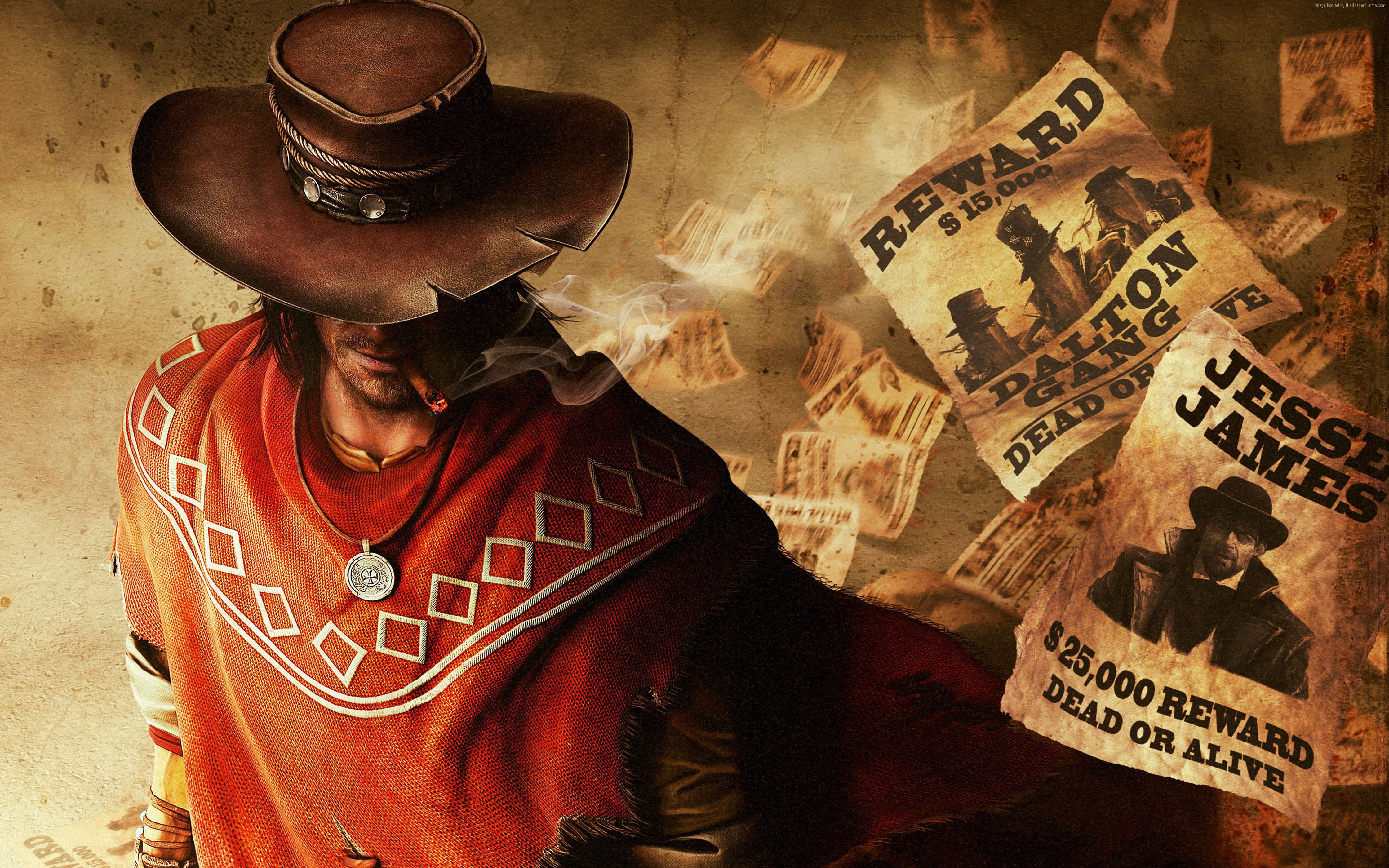 RPG, screenshot, Red Dead Redemption, Action games, gun, cowboy, Red Dead, Adventure games, game, Rockstar, poncho, 4K, HD Wallpaper