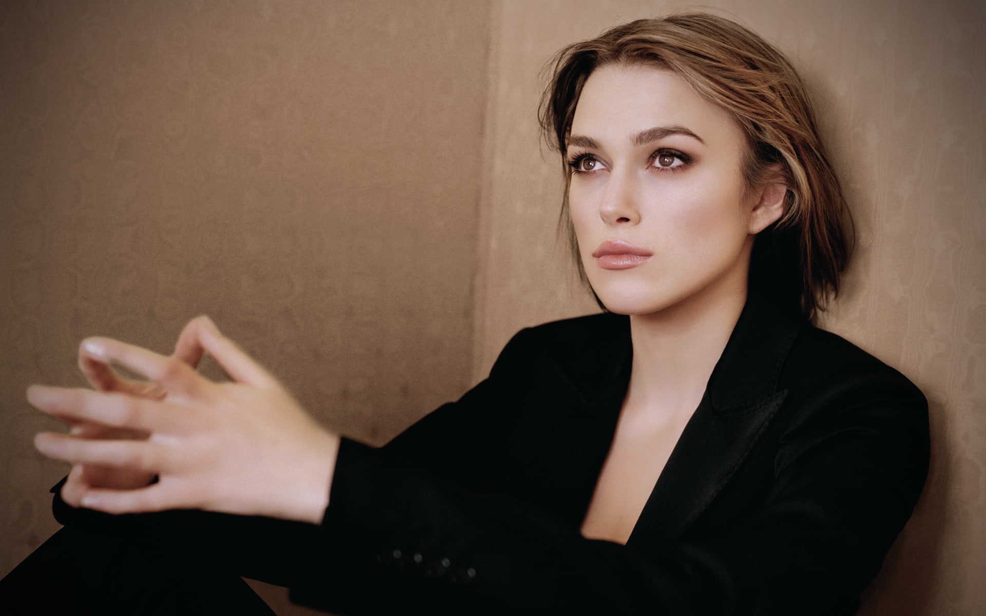 suit, s, black, women, 1080P, Knightley, Keira, HD Wallpaper