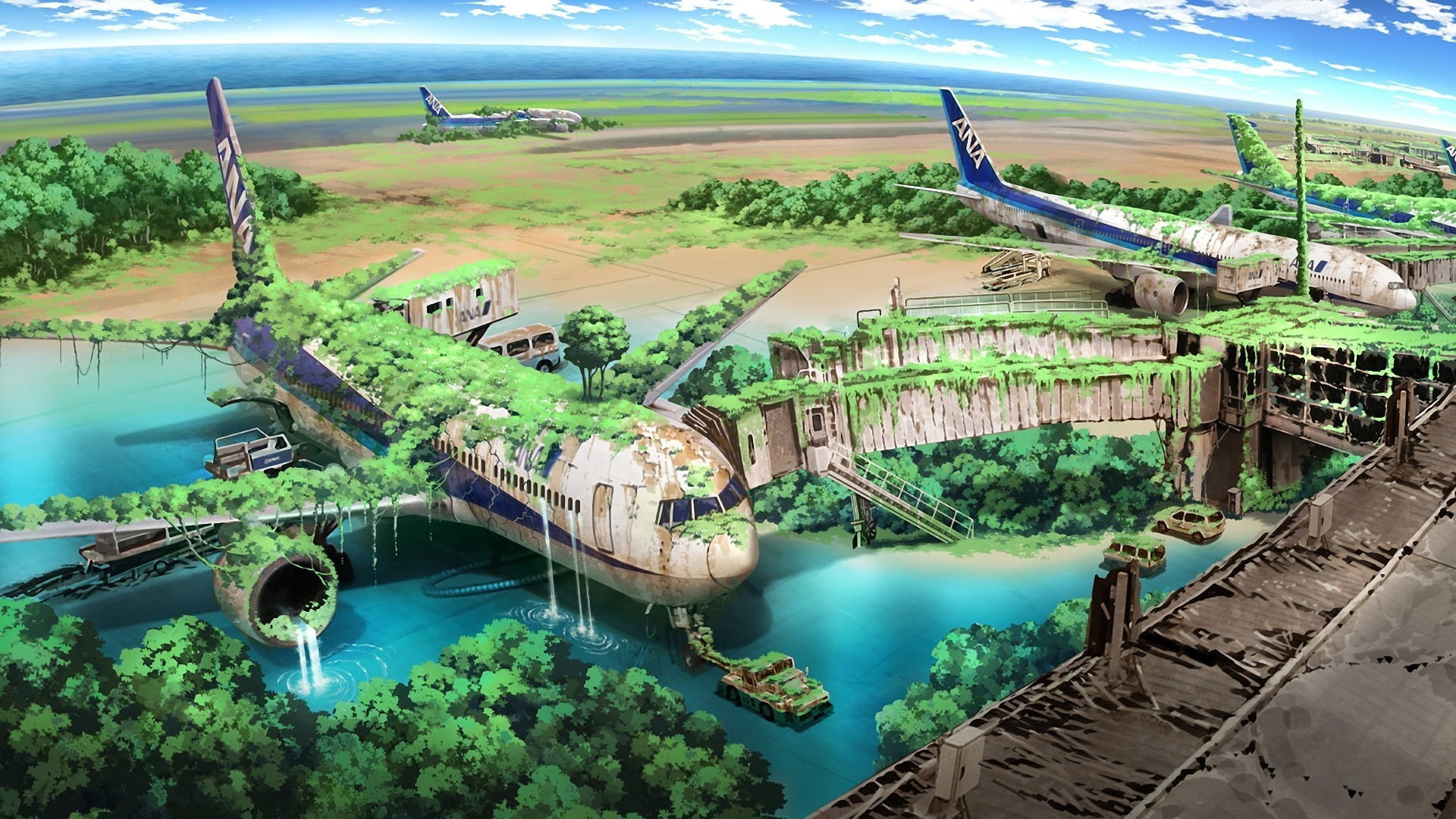 1080P, Wreckage, Aircraft, Creation, Artistic, Airport, Abandoned, HD Wallpaper