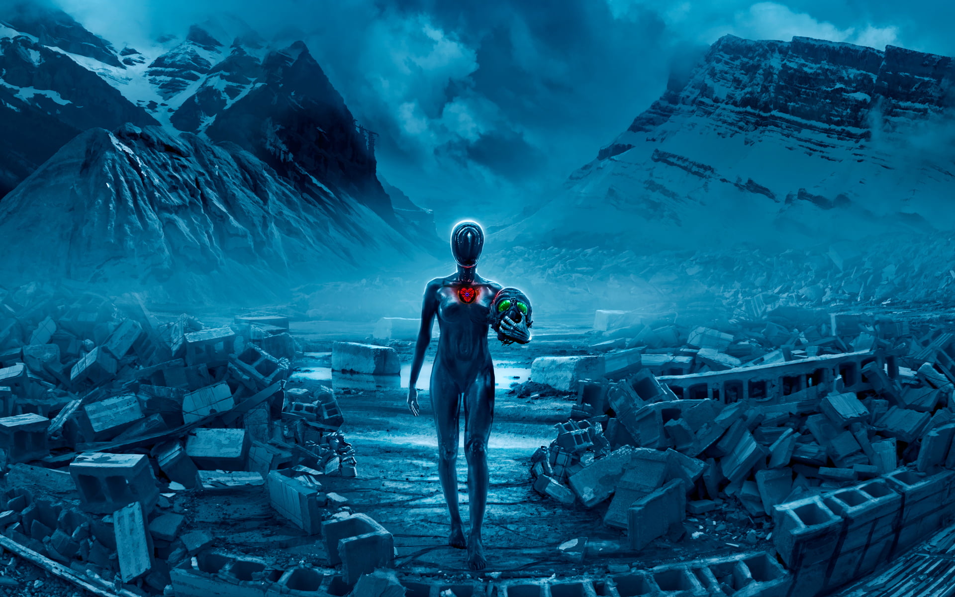 clothing, head, frozen, ice, one person, ruins, water, mountain, standing, beauty in nature, scenics - nature, adventure, environment, 1080P, nature, cold temperature, HD Wallpaper