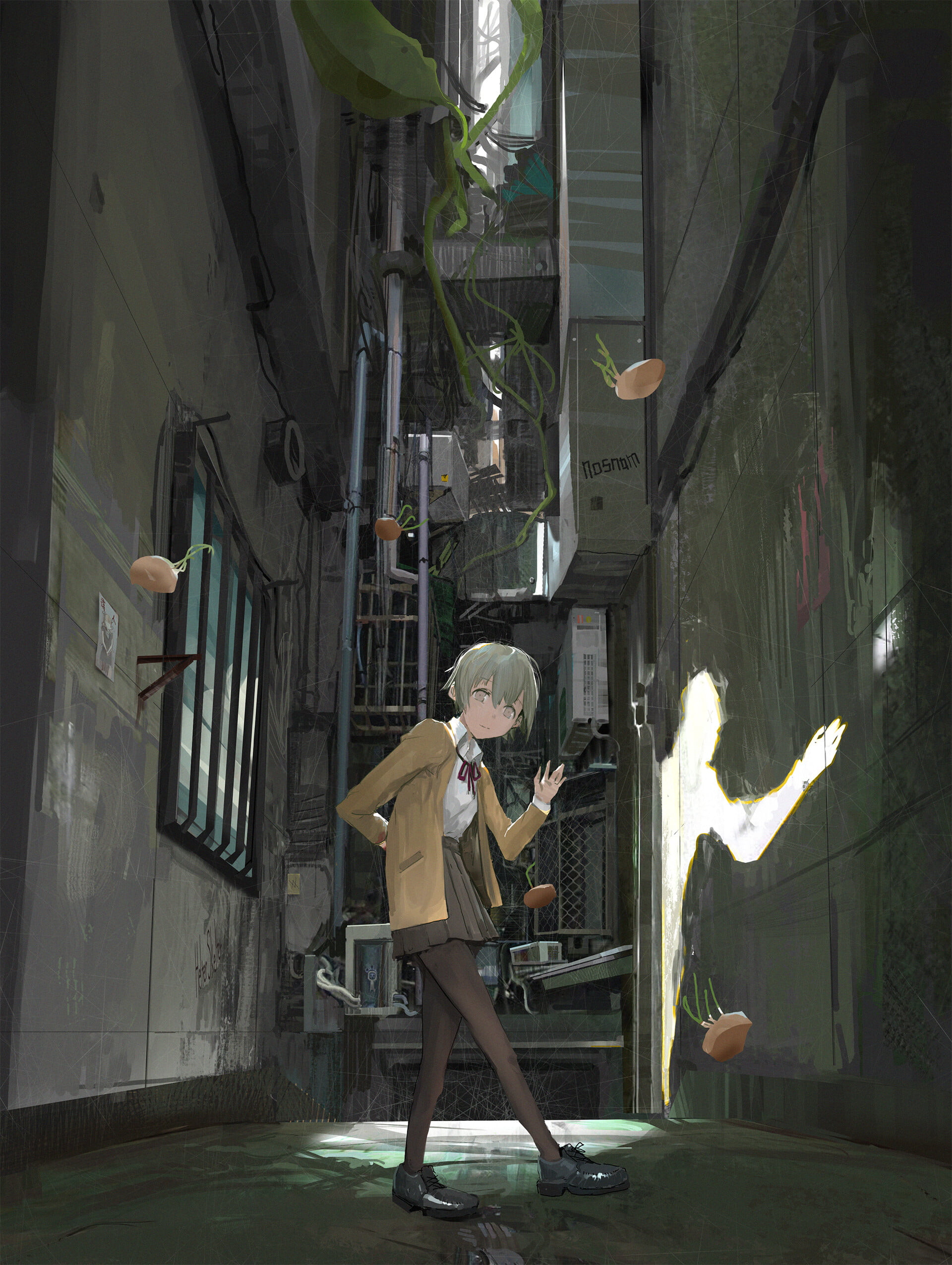 illustration, school uniform, anime girls, 1080P, anime, PainDude _, Phone HD Wallpaper