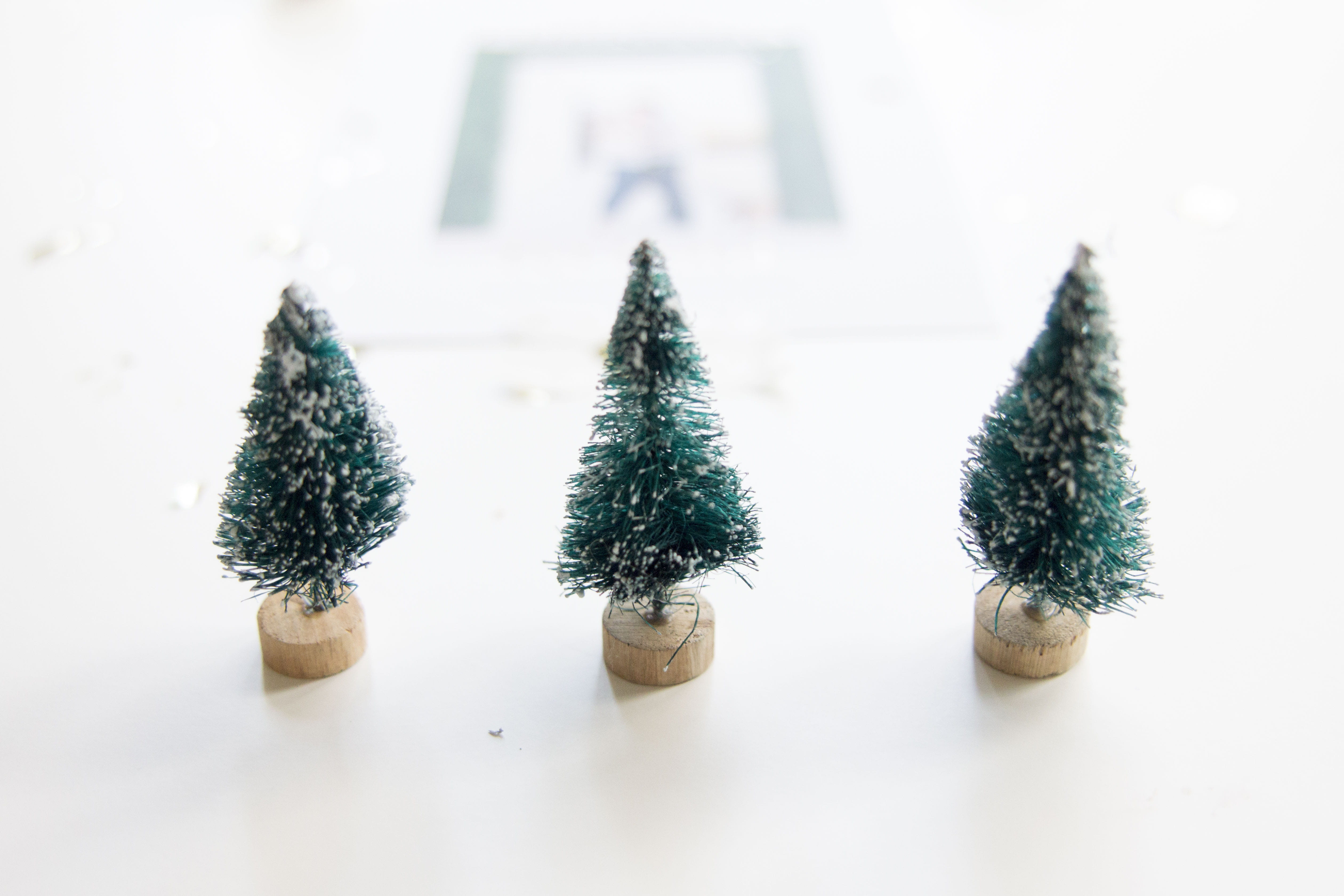decoration, three, trees, growth, holiday, plant, celebration, fir tree, coniferous tree, close-up, white background, table, still life, pretend, studio shot, HD Wallpaper