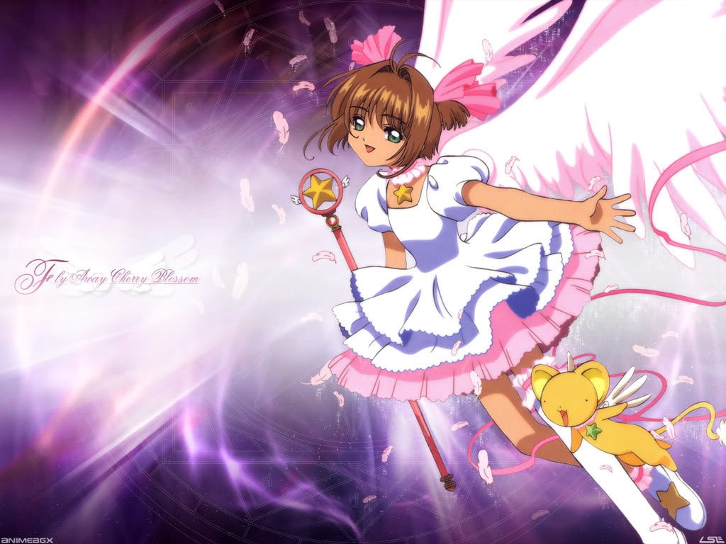 cute, hd, captor, 480P, anime, wings, card, art, Sakura, kero, PINK, HD Wallpaper