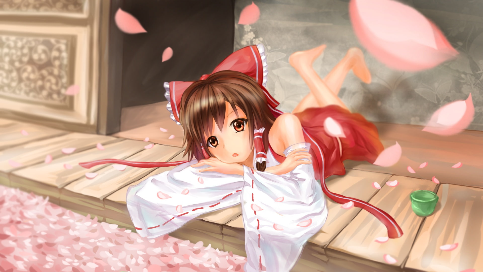 Sleep, Anime, want, Sakura, Bow, Petals, Girl, 1080P, HD Wallpaper