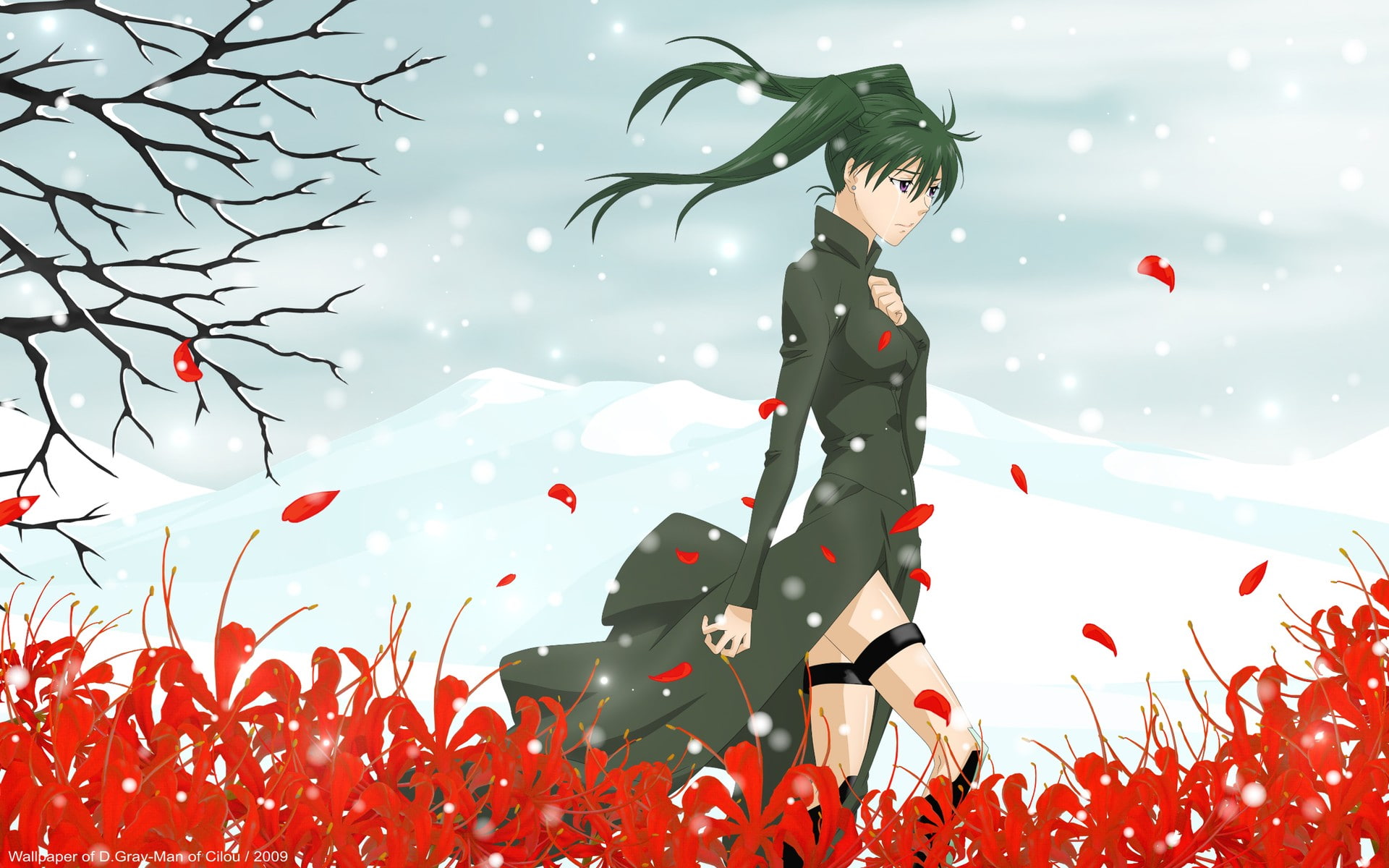 D.Gray-man, low angle view, leisure activity, tree, standing, celebration, day, plant, red, full length, outdoors, mid-air, arms raised, one person, real people, HD Wallpaper