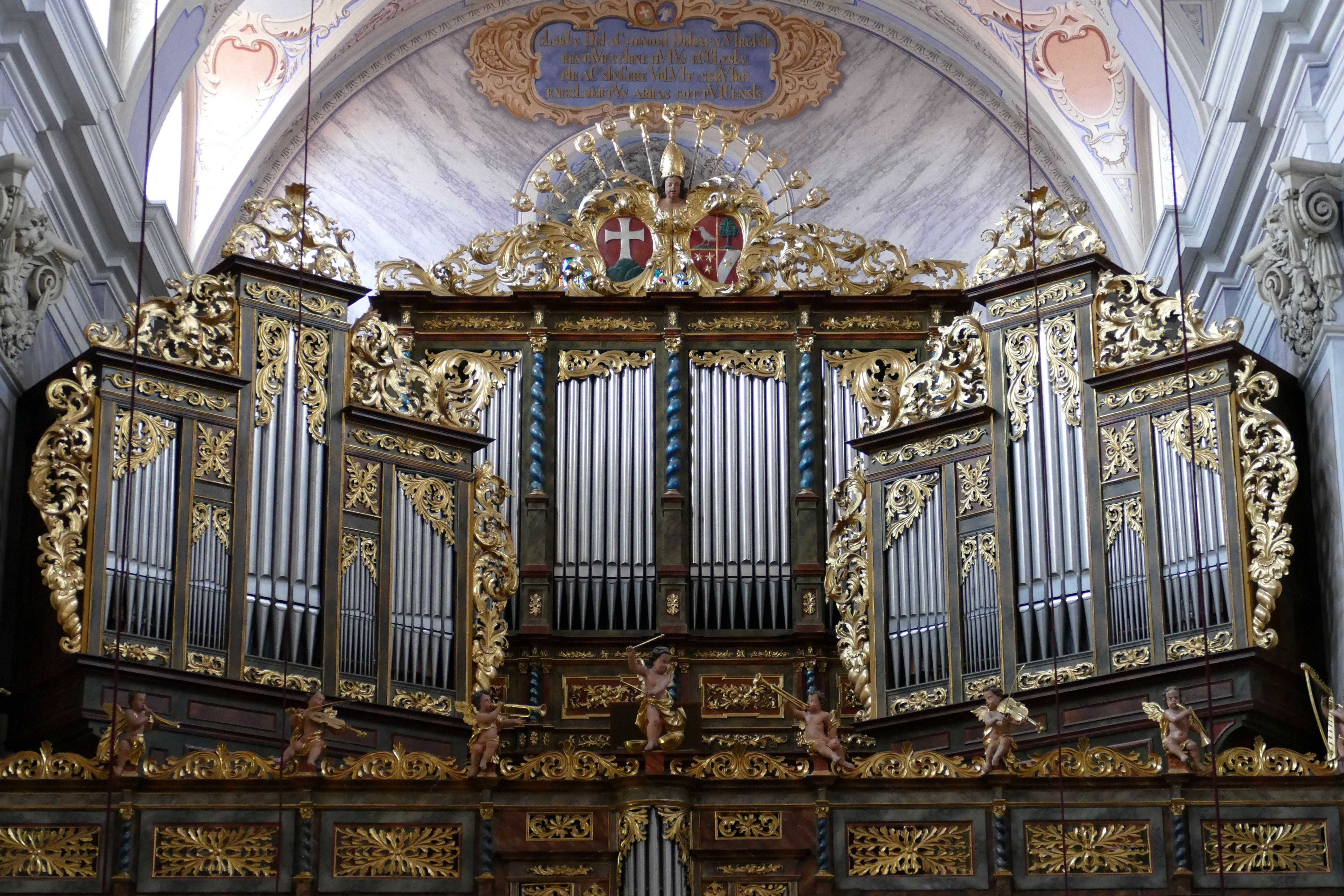 arts culture and entertainment, belief, pipe organ, building, travel destinations, 5K, mural, indoors, baroque, ceiling, organ, built structure, history, HD Wallpaper