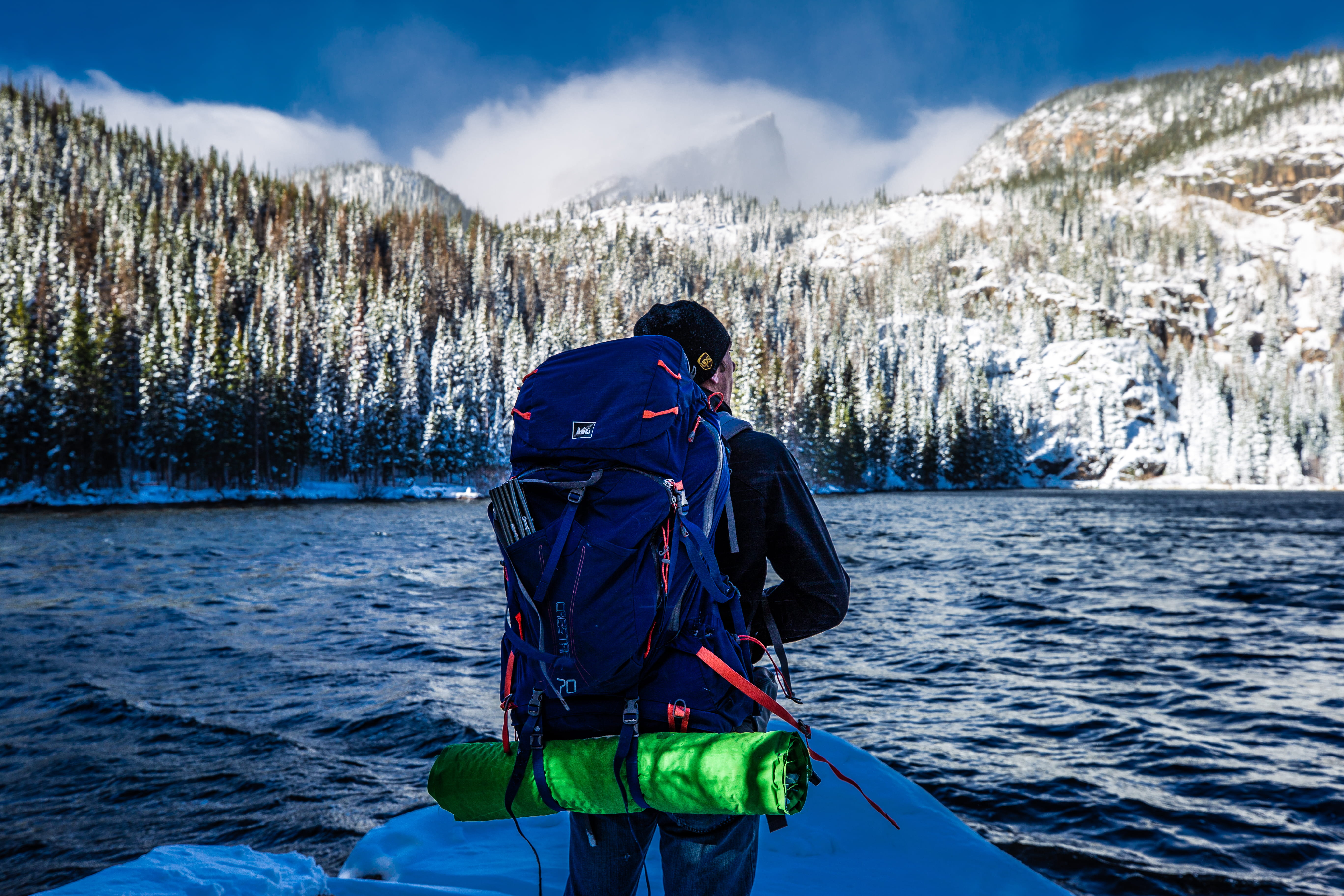 water, leisure activities, nature, trip, warm clothing, lake, leisure activity, blue, scenics - nature, ice, backpack, man, people, lifestyles, person, HD Wallpaper