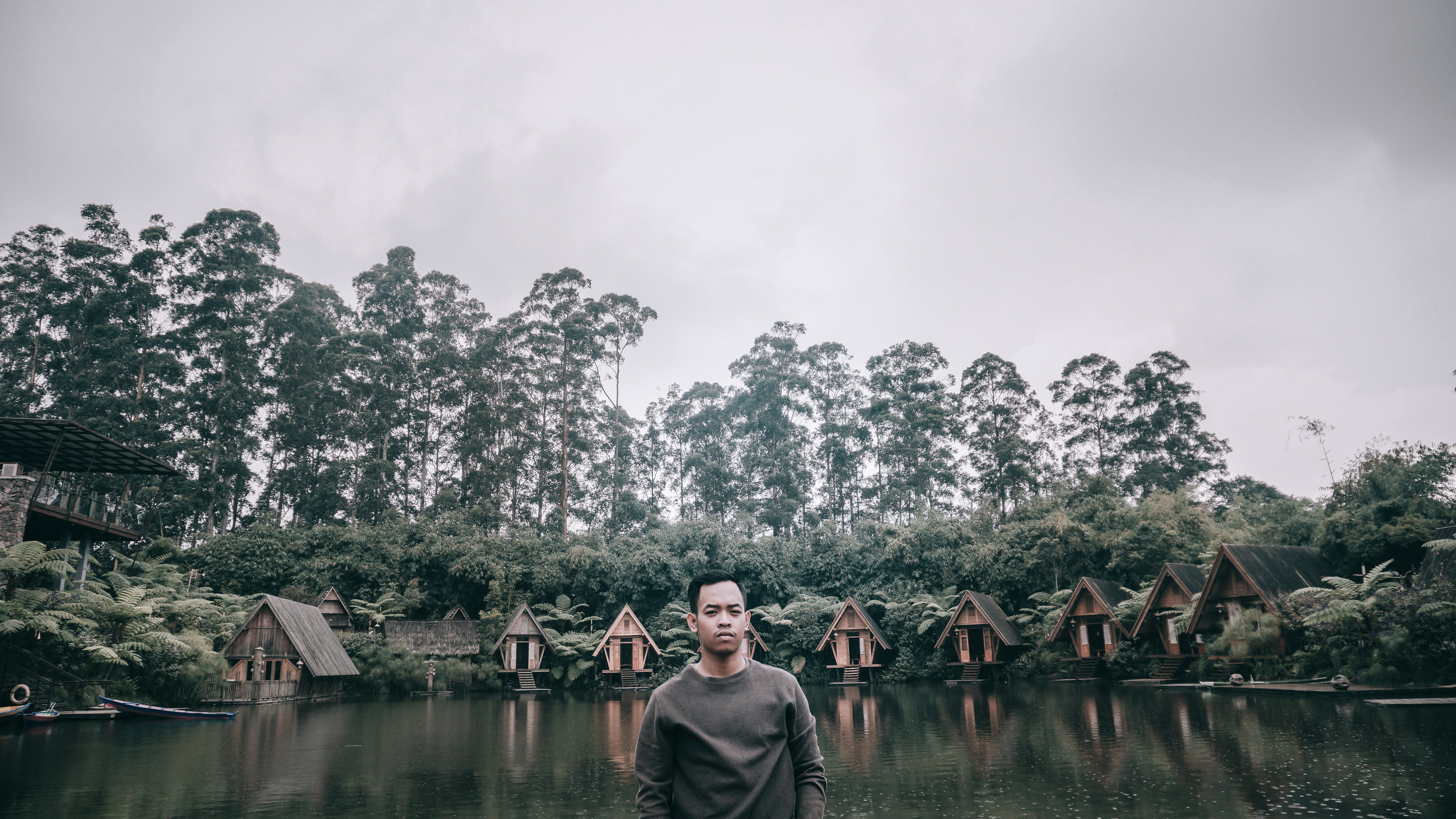 waterfront, architecture, standing, sky, plant, coat, indonesia, cloud - sky, 5K, body, front view, outdoors, tree, face, apparel, one person, portrait, HD Wallpaper