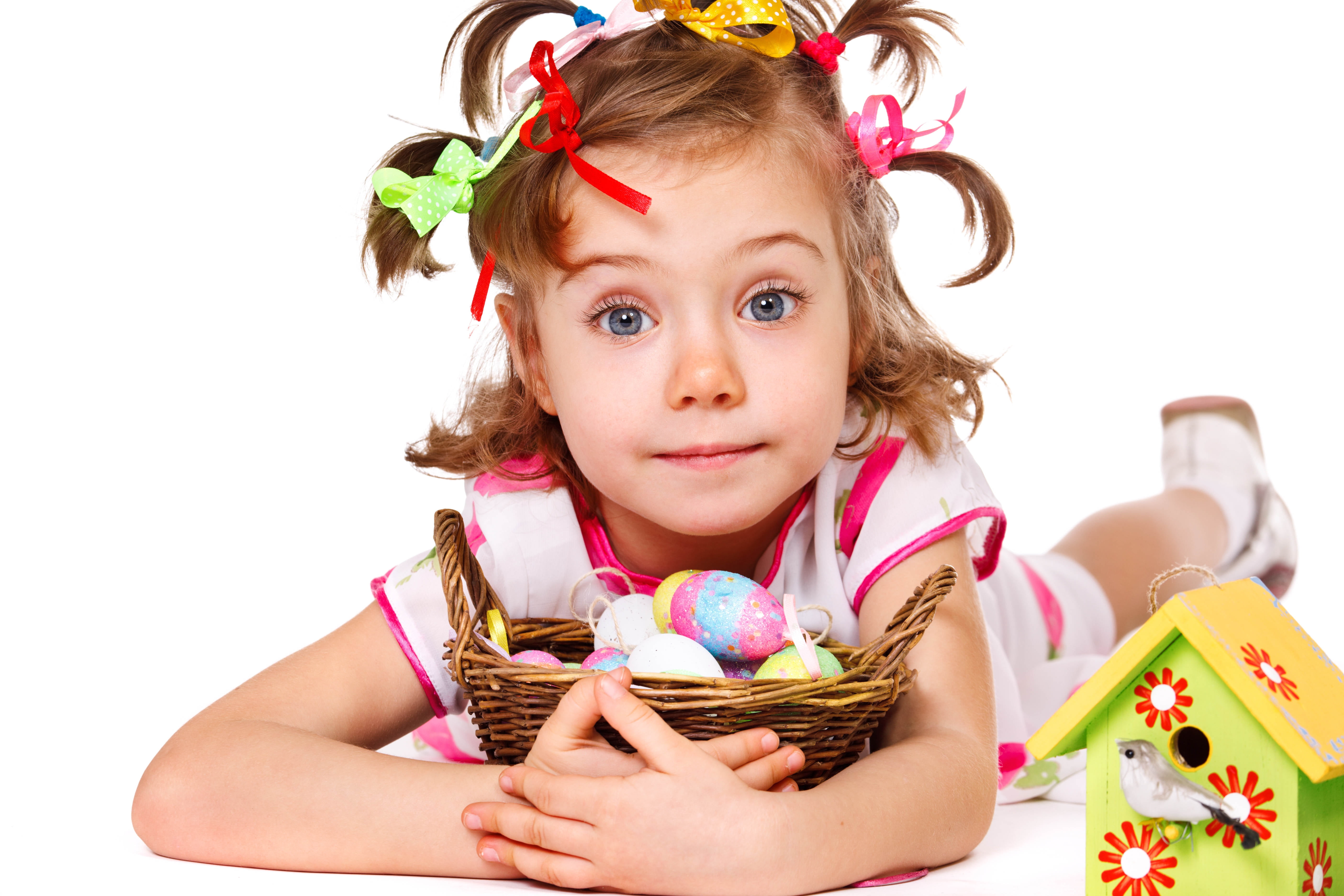 food, indoors, preschool Age, one Person, cute, front view, easter Basket, springtime, baby Girls, gift, decoration, flower, food and drink, 5K, cheerful, HD Wallpaper