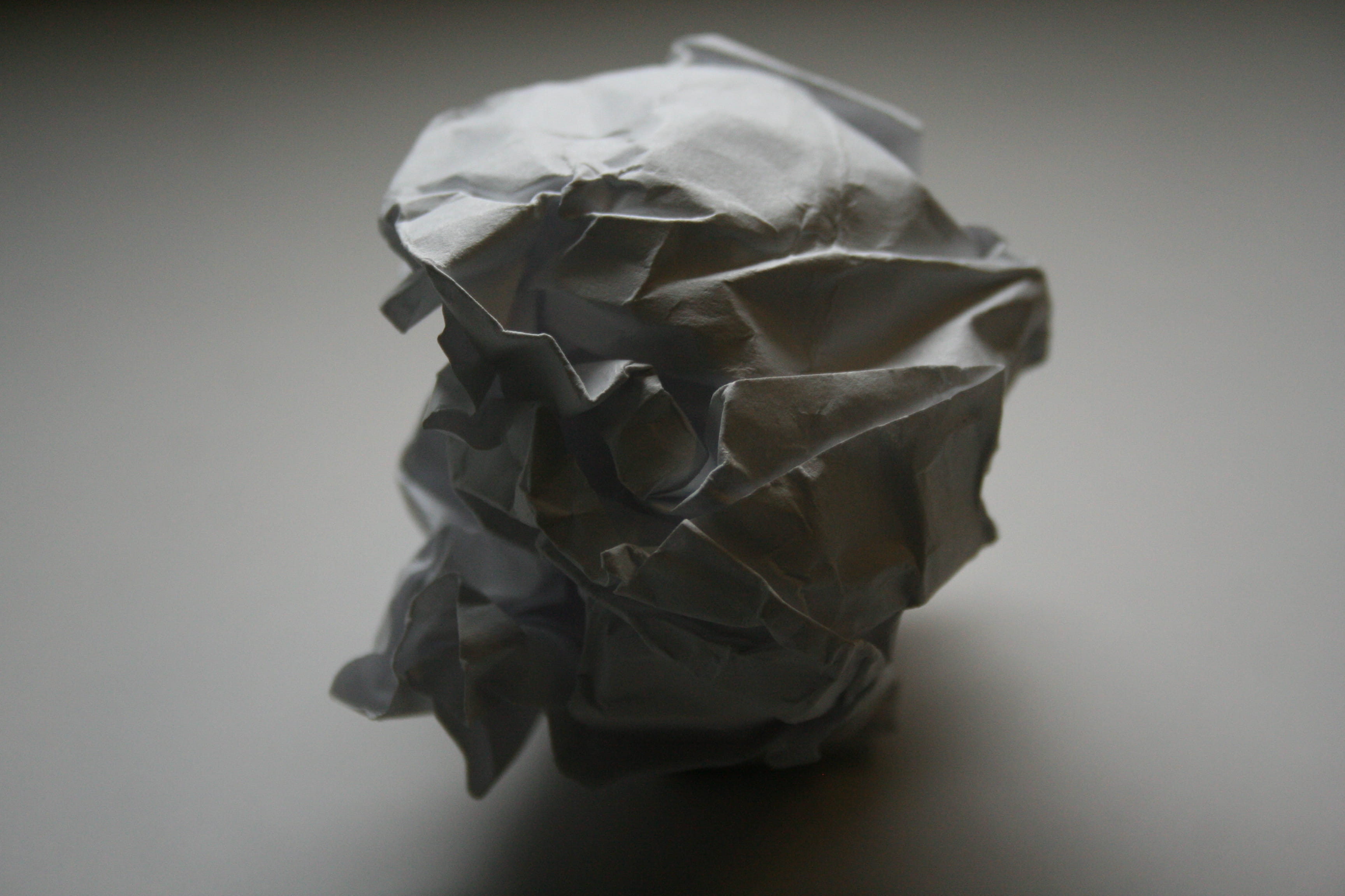 gray background, art, no people, representation, poland, indoors, wrapped, white, creativity, gray, crumpled paper ball, bag, texture, studio shot, 2K, HD Wallpaper