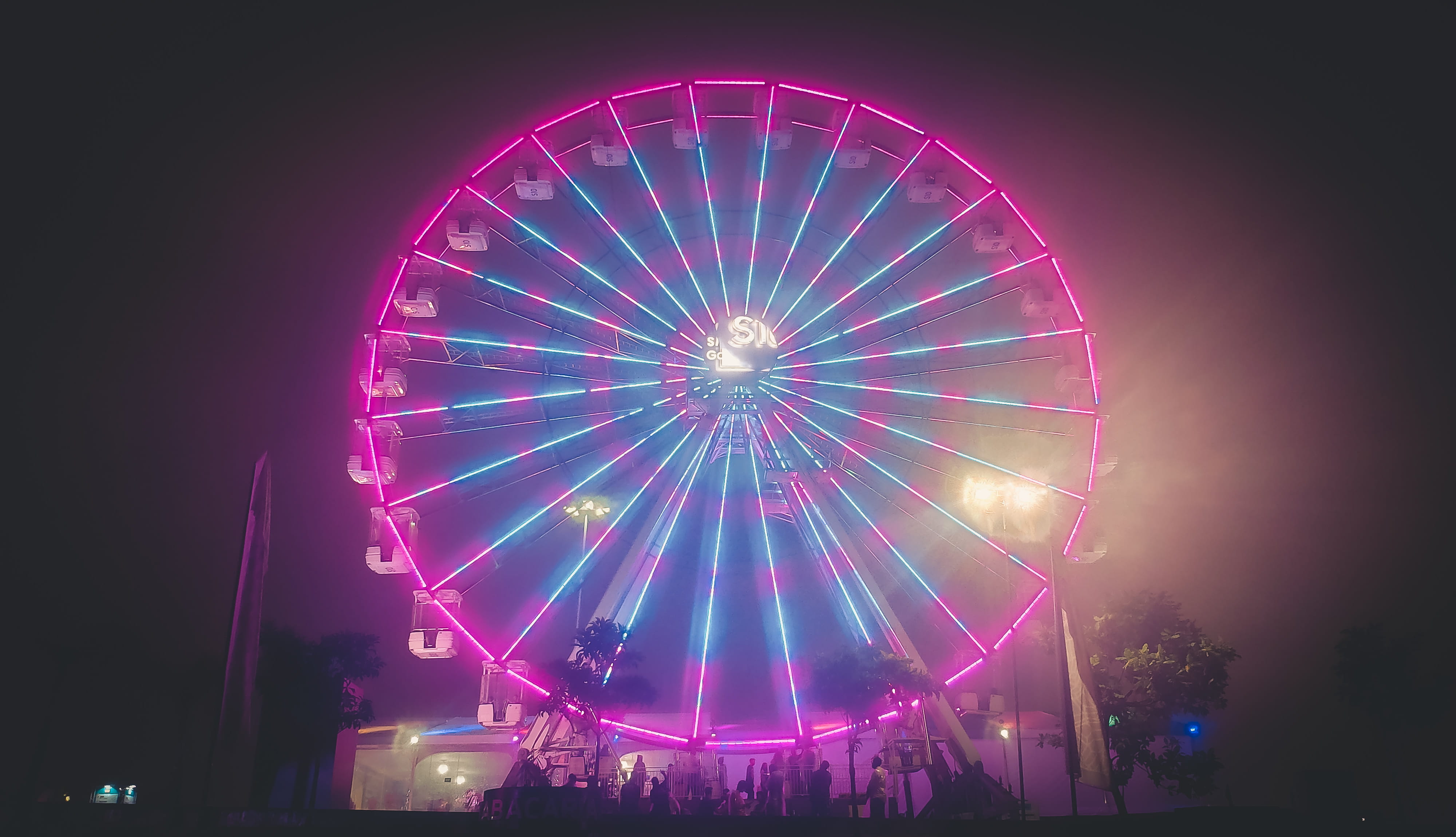 sky, enjoyment, amusement park ride, chandelier, purple, architecture, spinning, brazil, machine, ferris wheel, fun, r. da mooca, carnival, lighting, food, HD Wallpaper