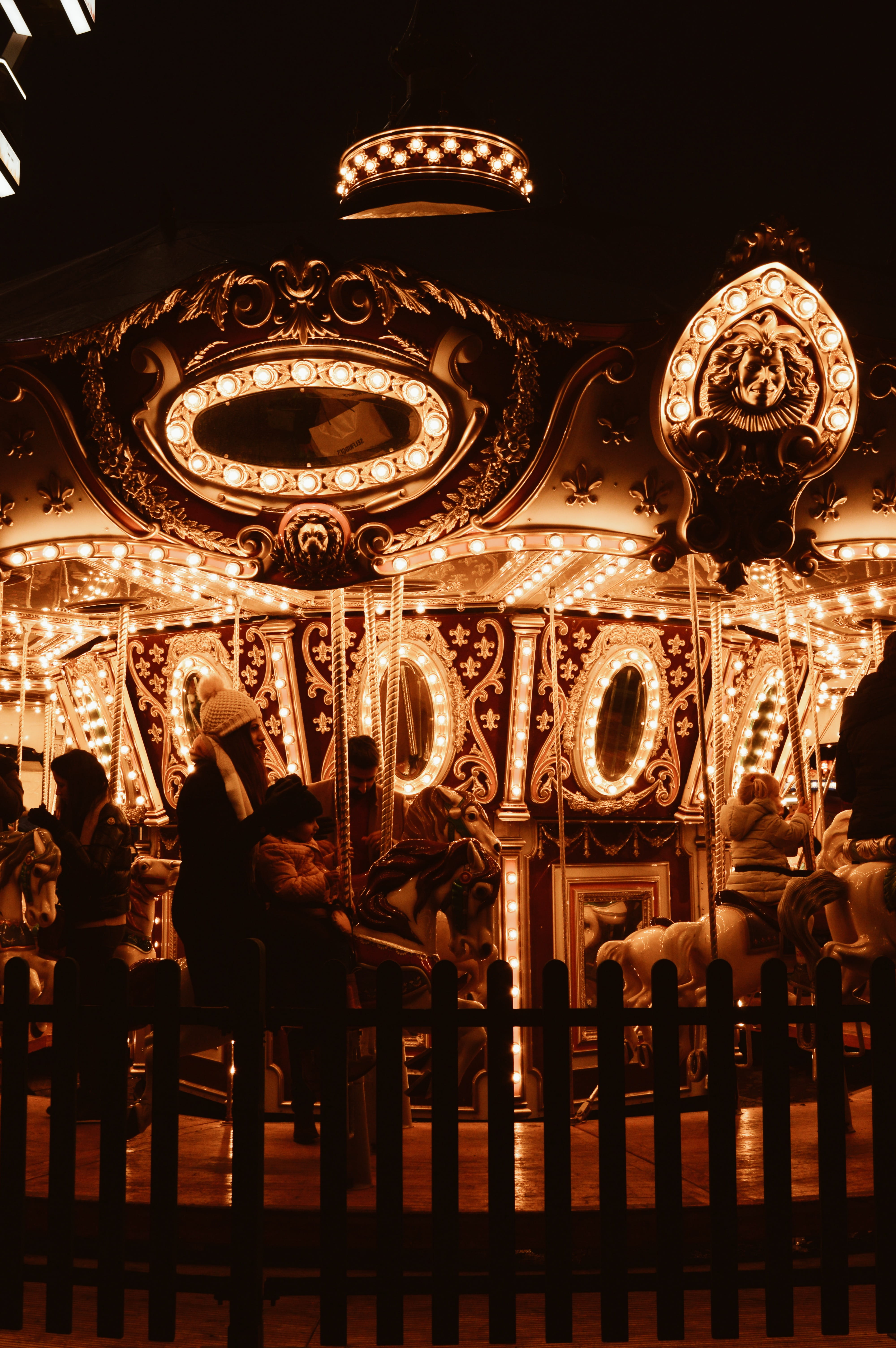 lighting equipment, architecture, go, building, no people, illuminated, people, representation, art, pool, carousel, arts culture and entertainment, theme park, Phone HD Wallpaper