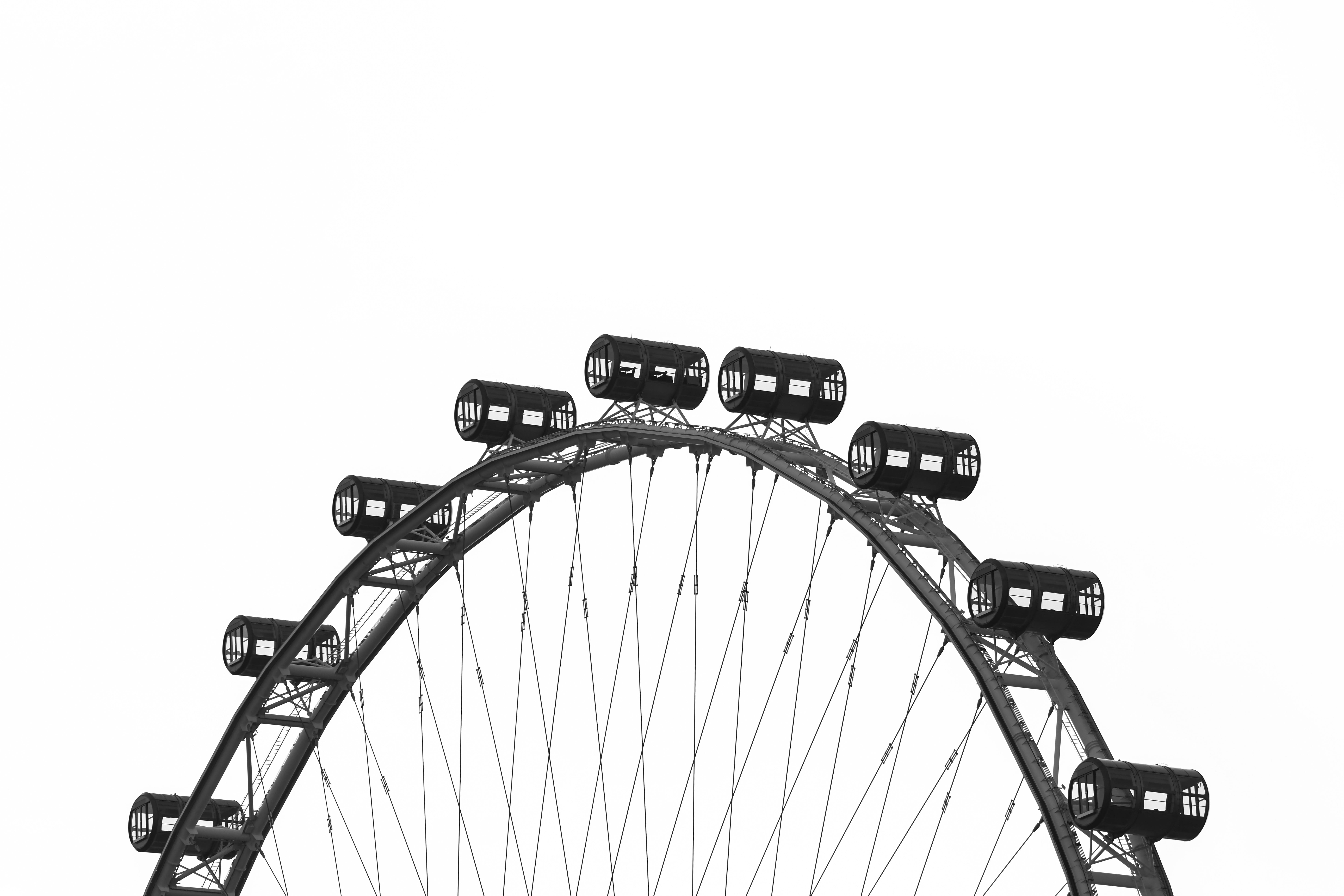 ferris wheel, copy space, transportation, ferris, mountain, no people, amusement park, wheel, technology, sky, arts culture and entertainment, white background, HD Wallpaper