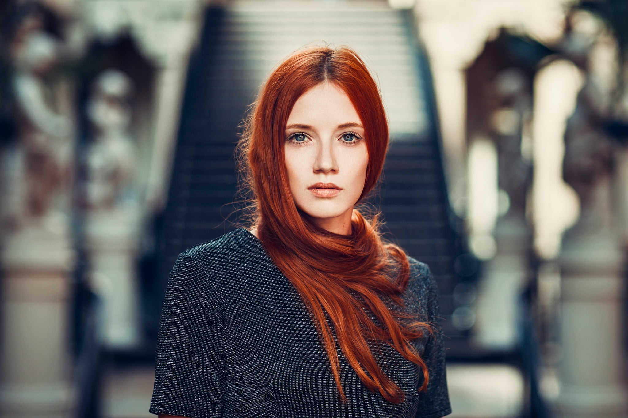 real people, young women, dyed red hair, long hair, hairstyle, Karole Josefa Bonnet, looking at camera, beauty, beautiful woman, face, waist up, hair, one person, HD Wallpaper