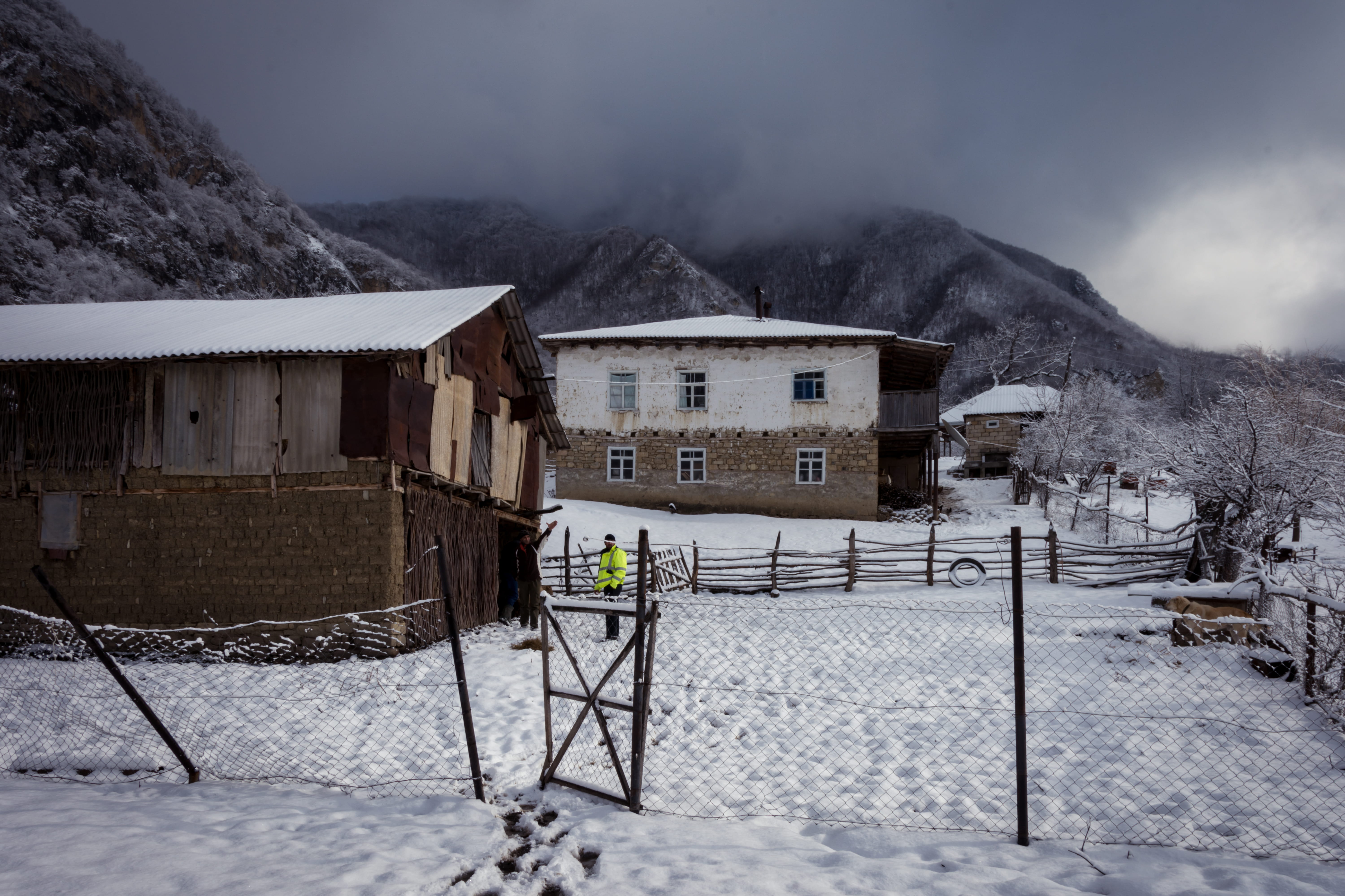 azerbaijan, plant, quba, front, land, countryside, covering, sky, snow, housing, man, cold temperature, architecture, building, house, beauty in nature, HD Wallpaper