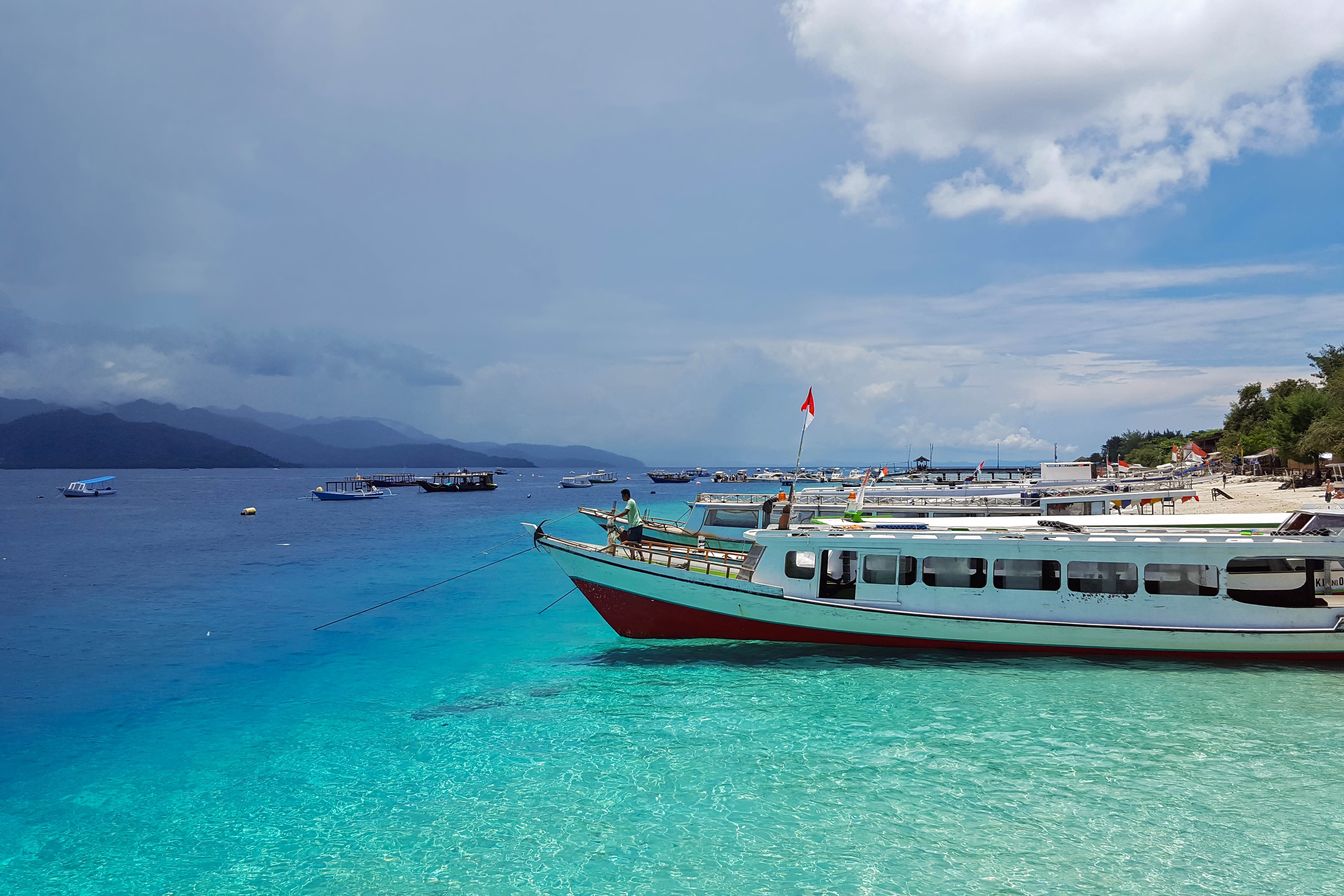 holiday, gili islands, scenics - nature, seashore, travel, day, port, sand, sea, blue, turquoise, nature, beach, man, travel destinations, mode of transportation, HD Wallpaper