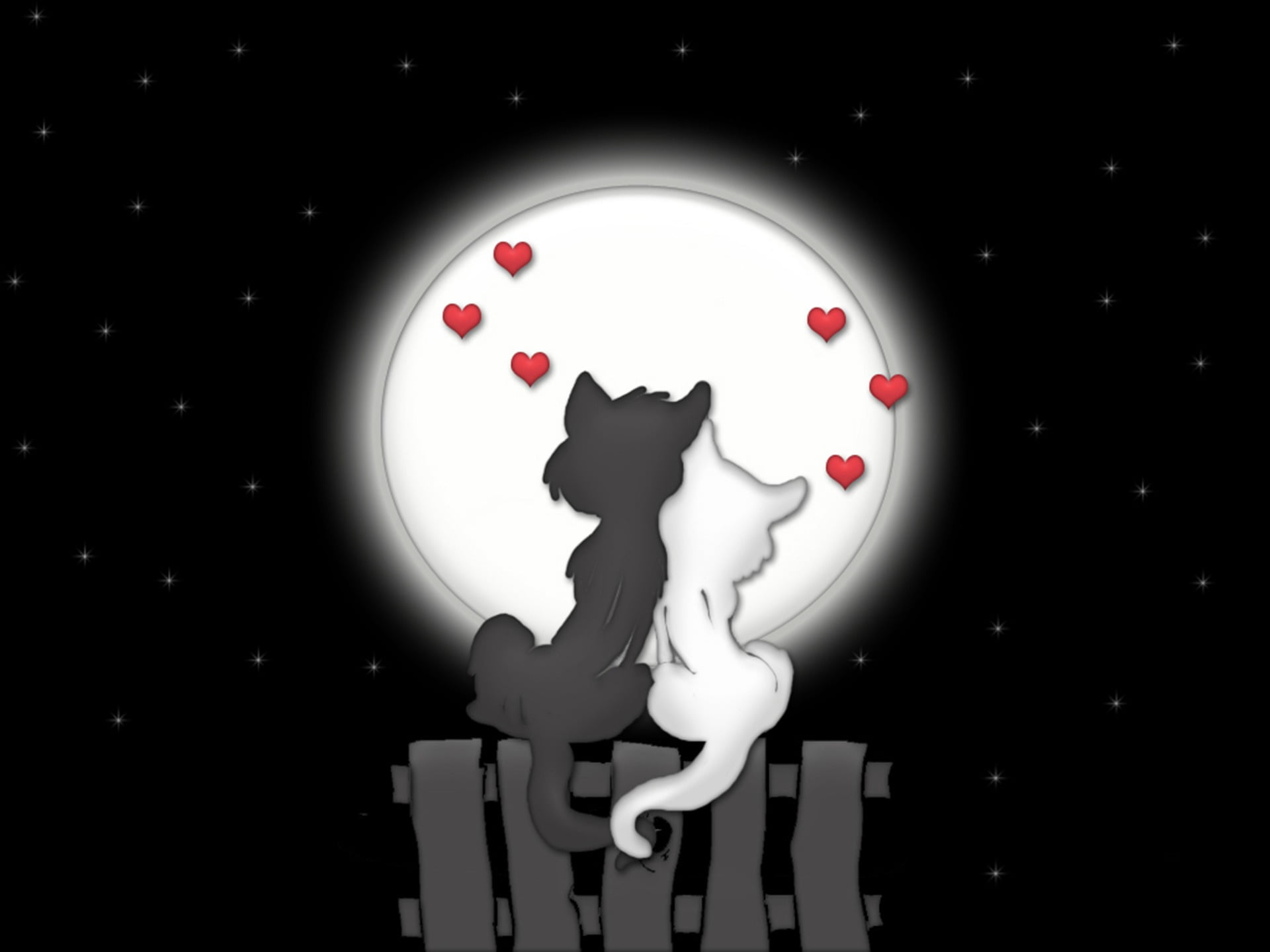 mammal, black, the moon, cartoon, art, human representation, vector, black Color, couple - Relationship, space, still life, computer Graphic, night, men, HD Wallpaper