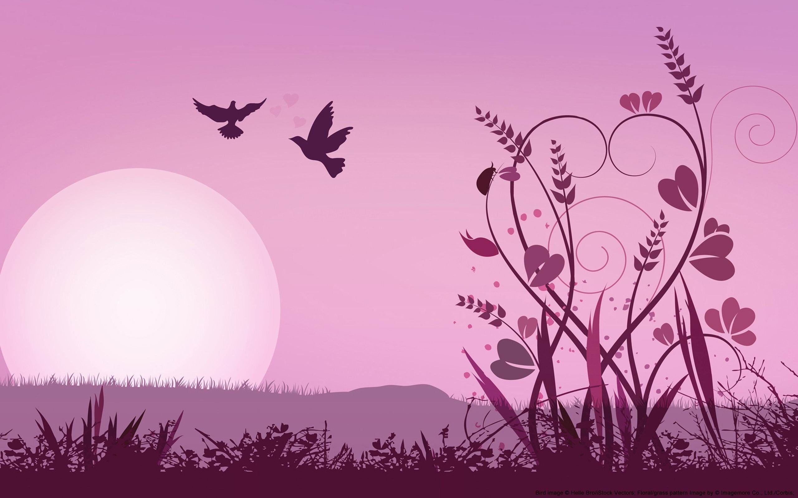 animal themes, romantic, bird, nature, vertebrate, moon, full moon, flying, day, illustration, mammal, tranquility, two, tree, plant, beauty in nature, HD Wallpaper