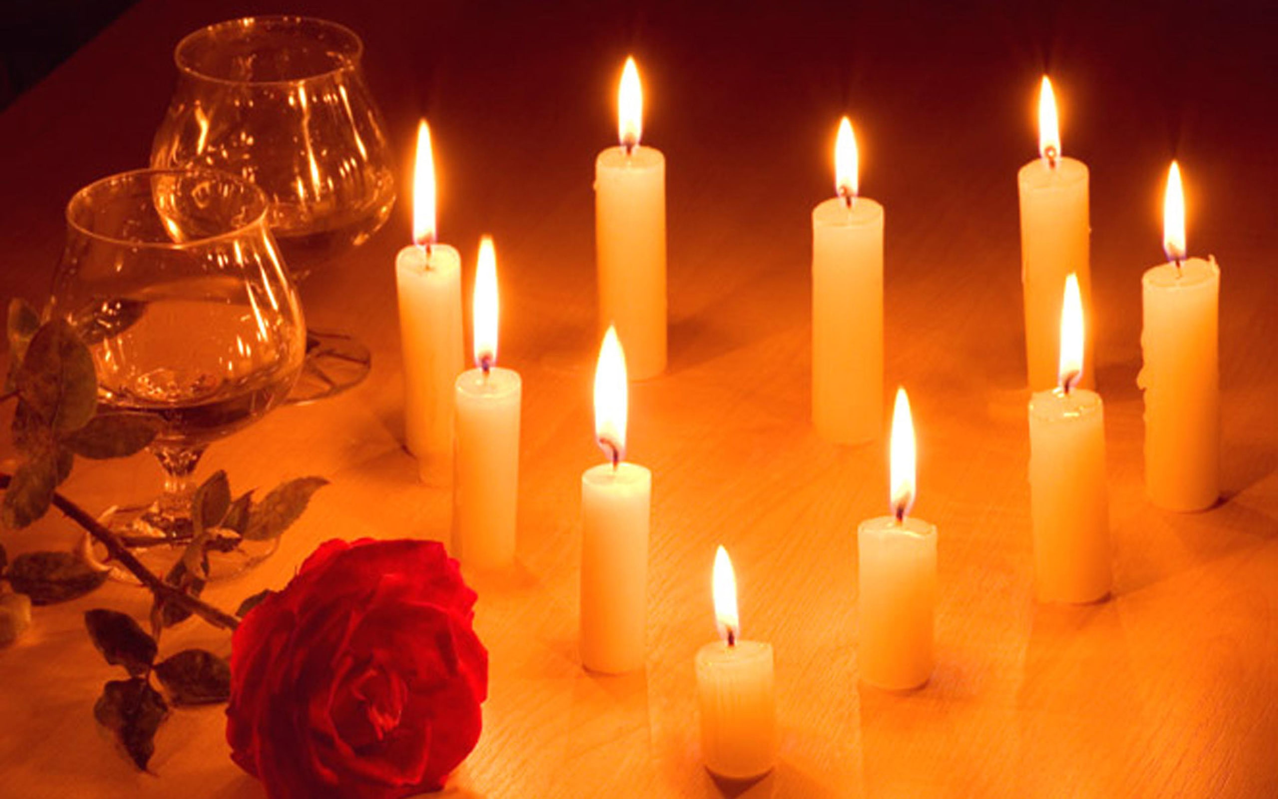  rose, candle, red, romantic, 2K, hd, light, flower, HD Wallpaper