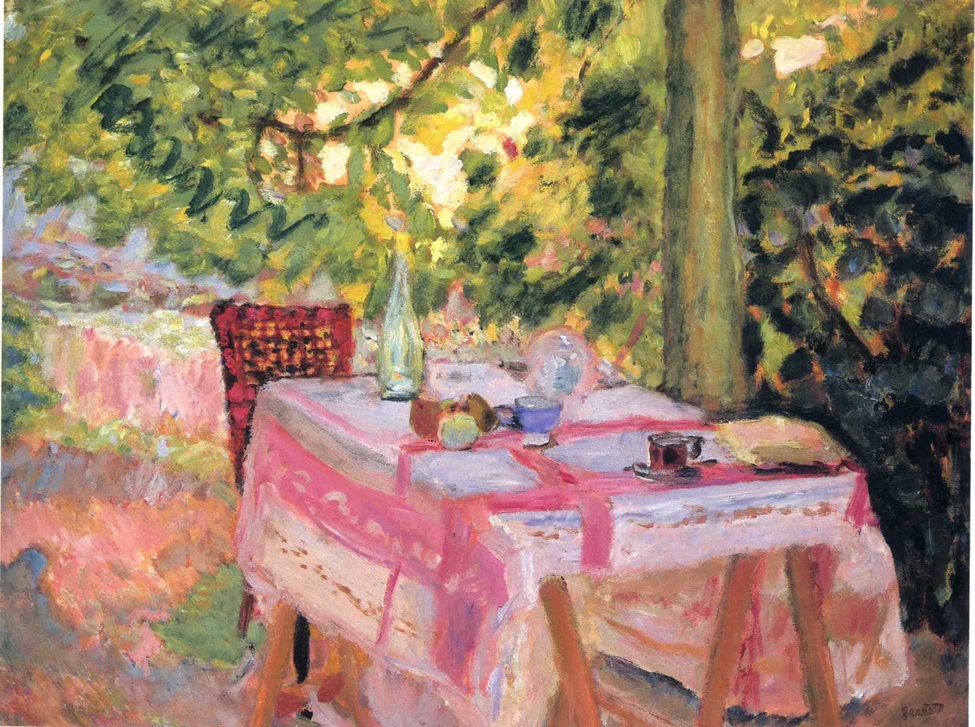 summer, Bonnard Pierre, 1080P, Nabi intimism, tree, table, HD Wallpaper