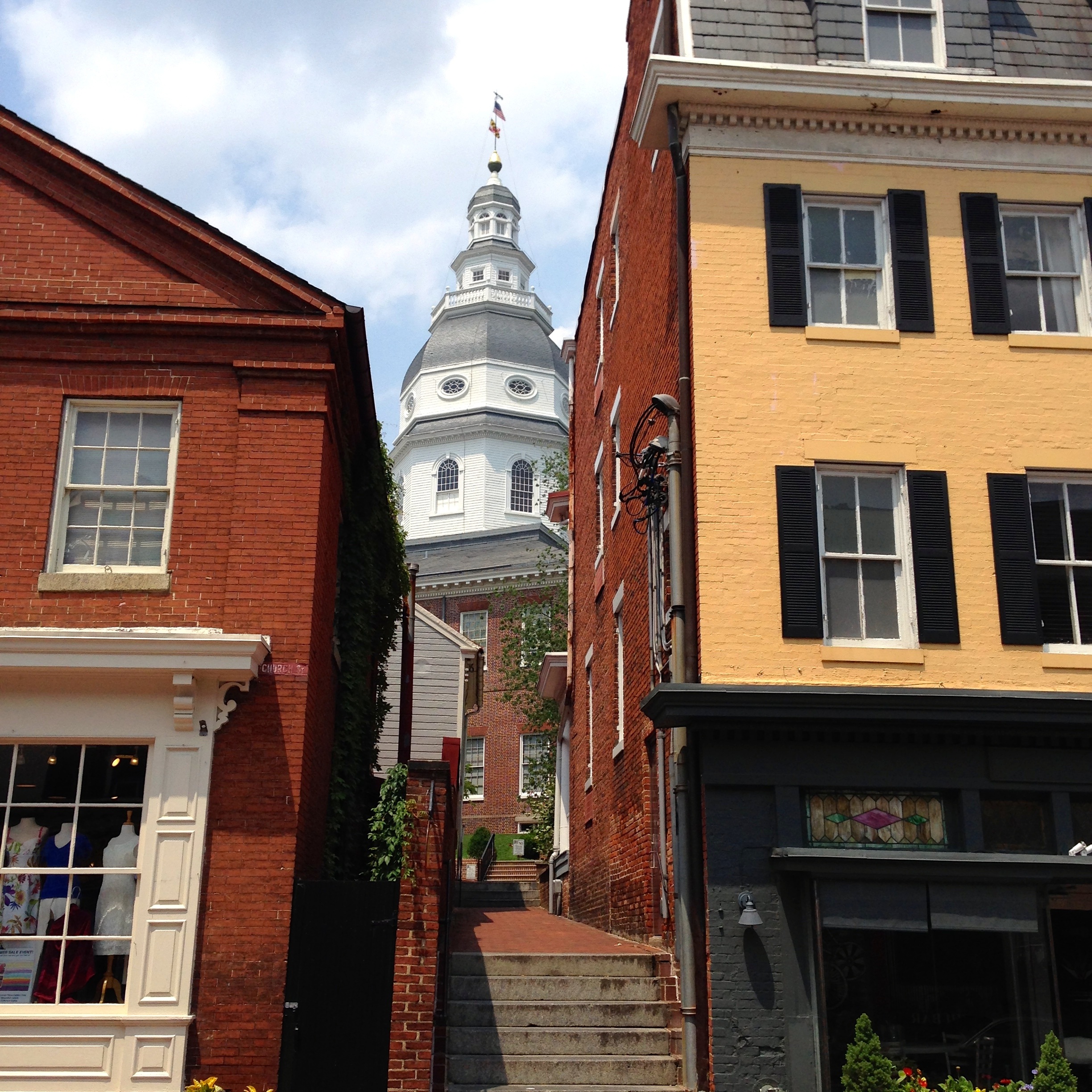 spire, day, building, state capitol, belief, spirituality, sky, annapolis, landmark, low angle view, built structure, building exterior, historical, 1080P, Phone HD Wallpaper